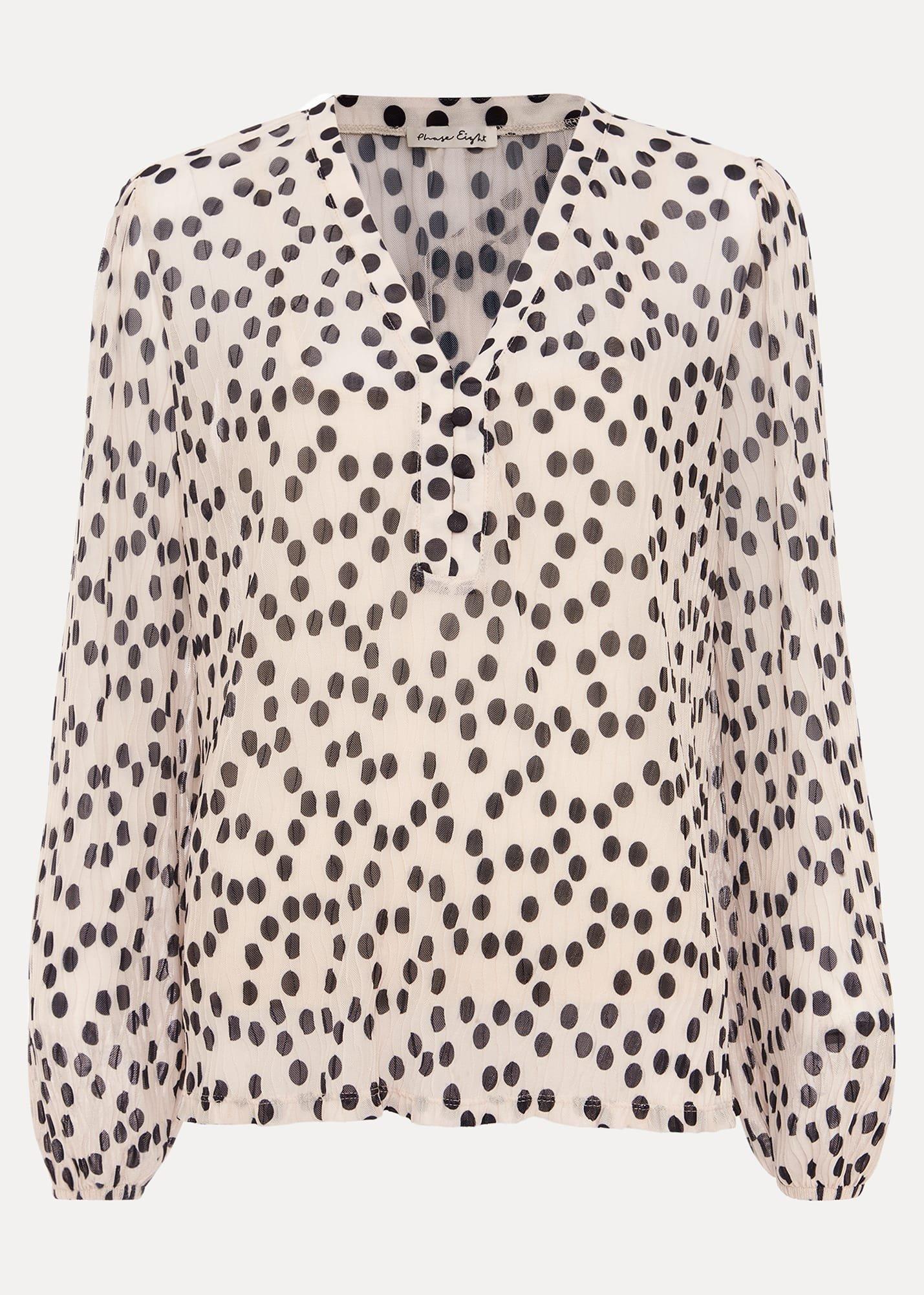 Sophia Spot Textured Mesh Top