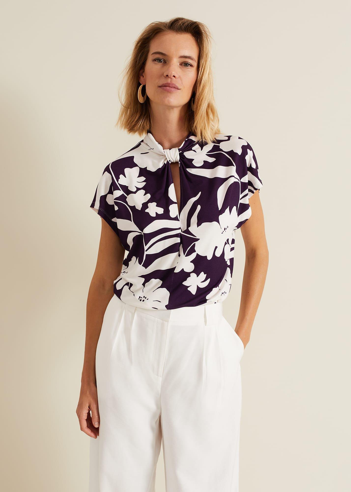 Farley Floral Twist Neck Top