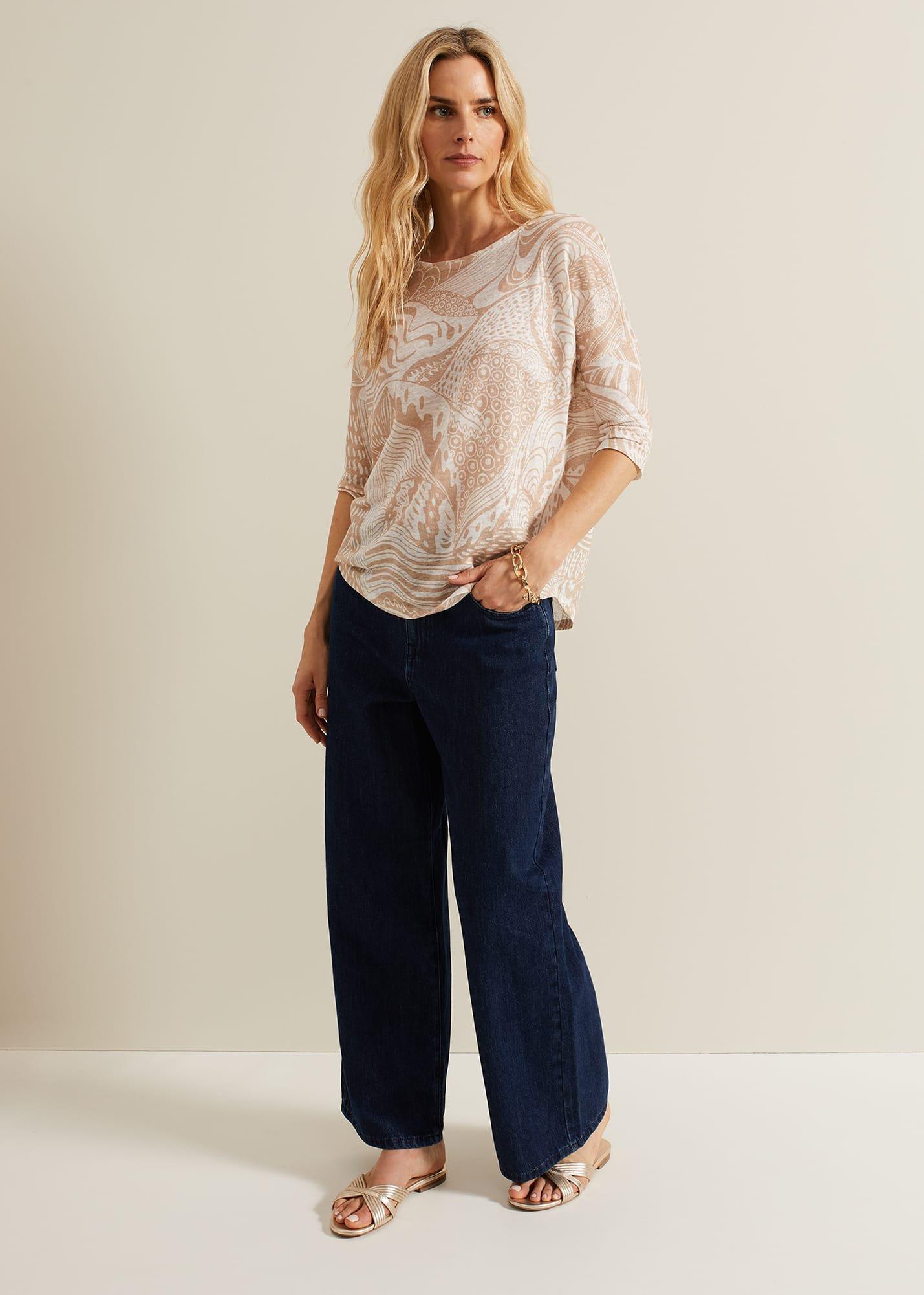 Nori Printed Linen Top