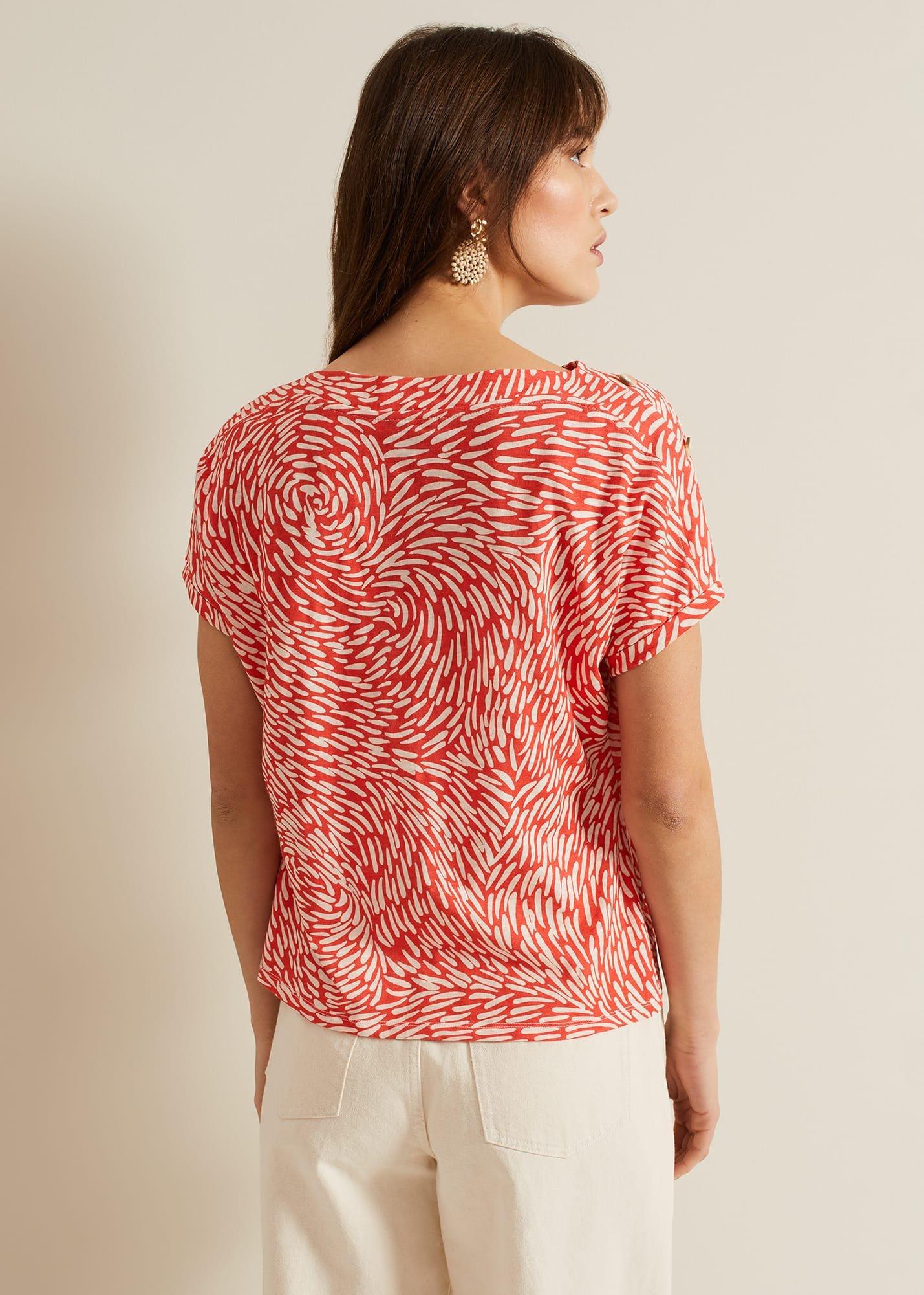 Suzie Button Detail Printed Top