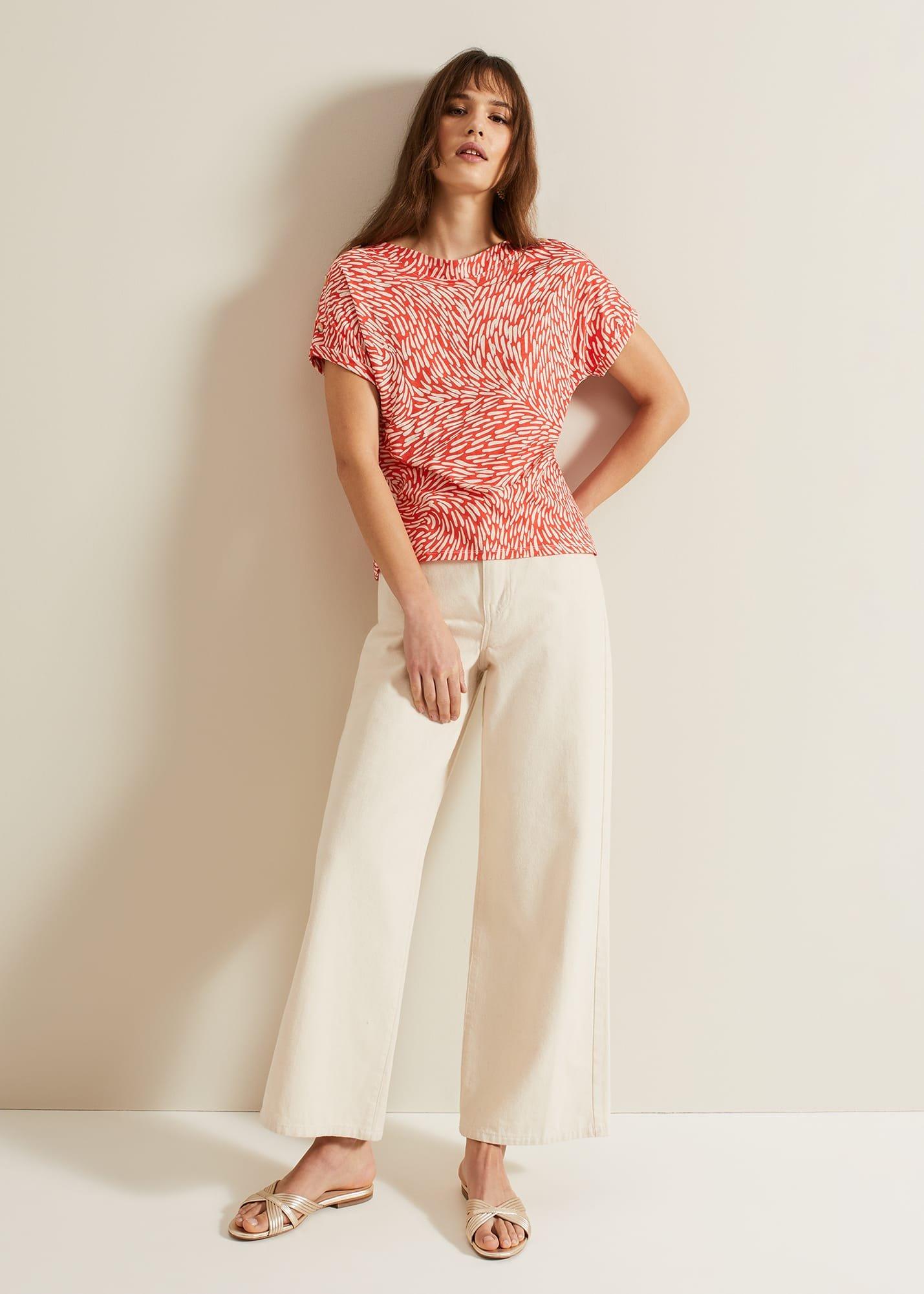 Suzie Button Detail Printed Top