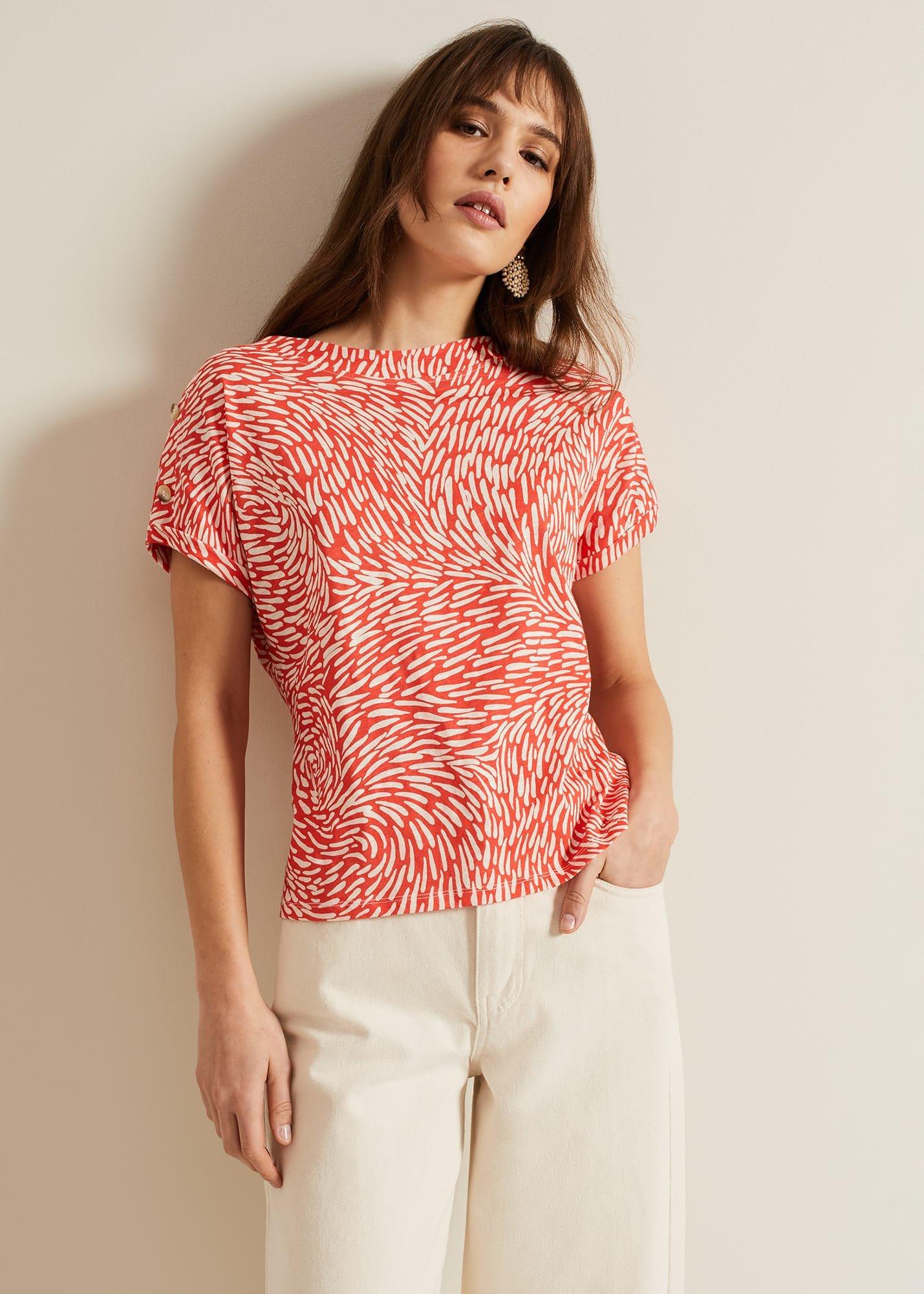 Suzie Button Detail Printed Top