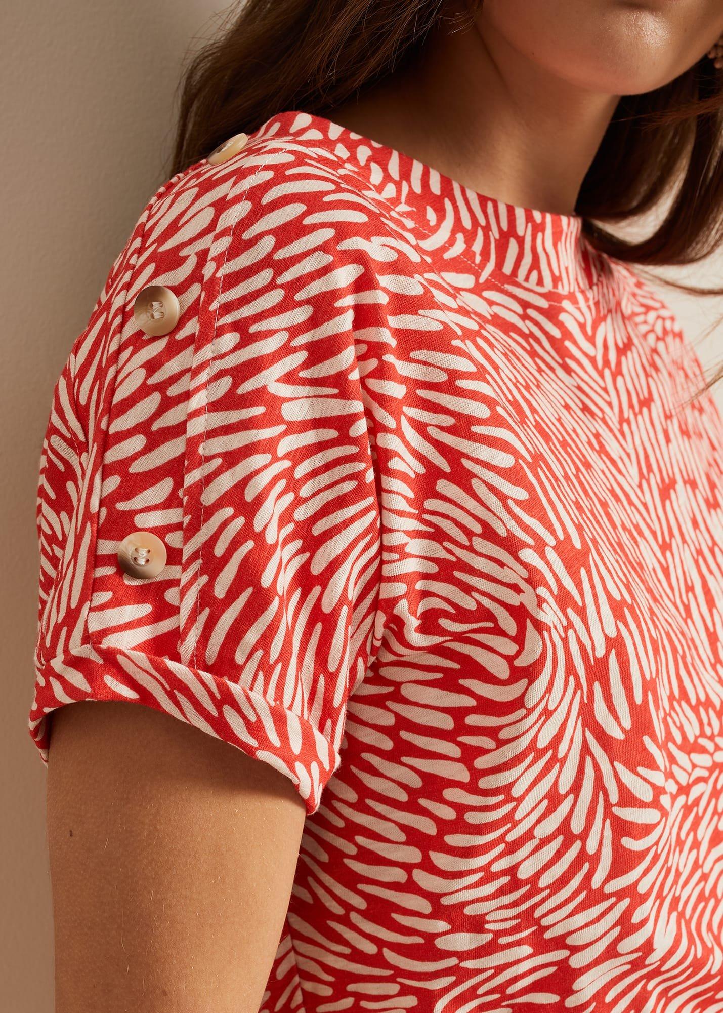 Suzie Button Detail Printed Top