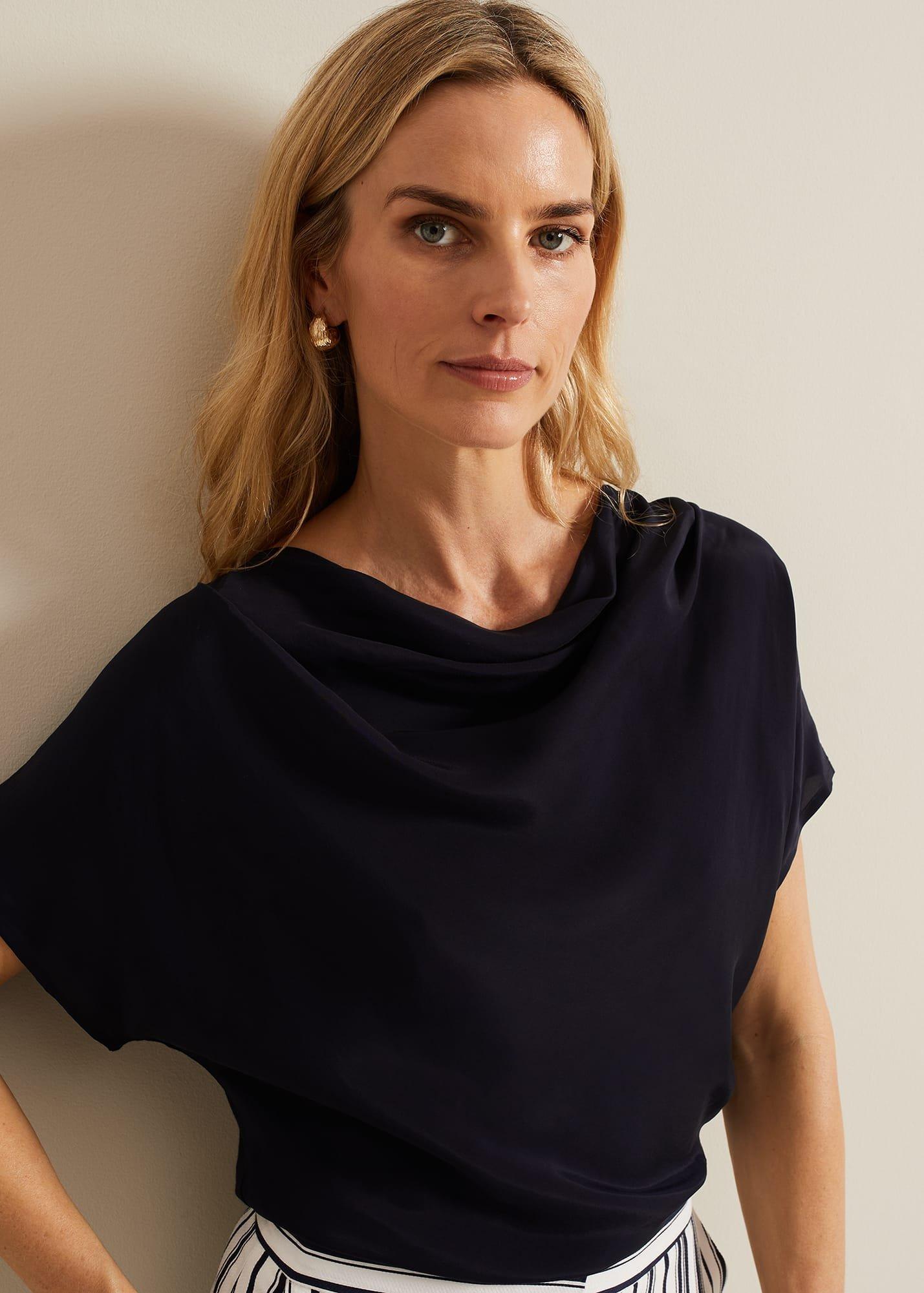 Cheryl Cowl Neck Woven Front Top