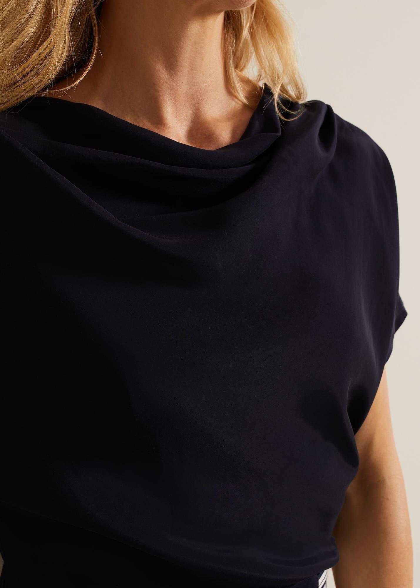 Cheryl Cowl Neck Woven Front Top