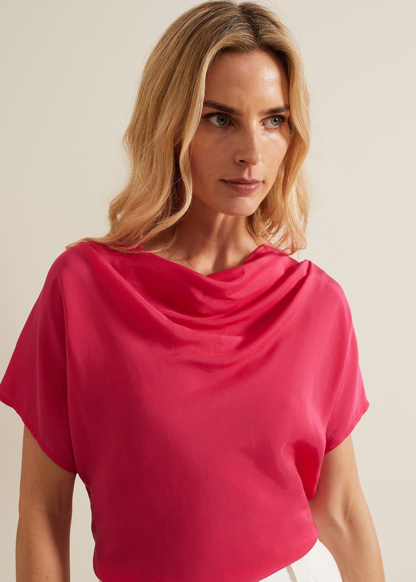 Cheryl Cowl Neck Woven Front Top