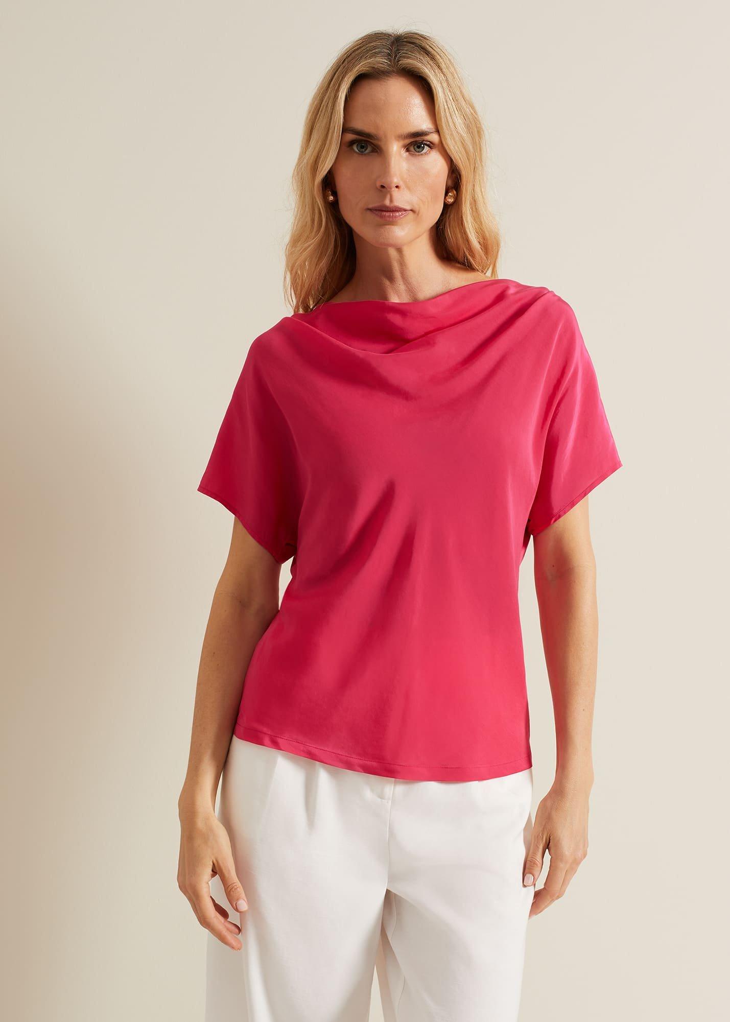 Cheryl Cowl Neck Woven Front Top