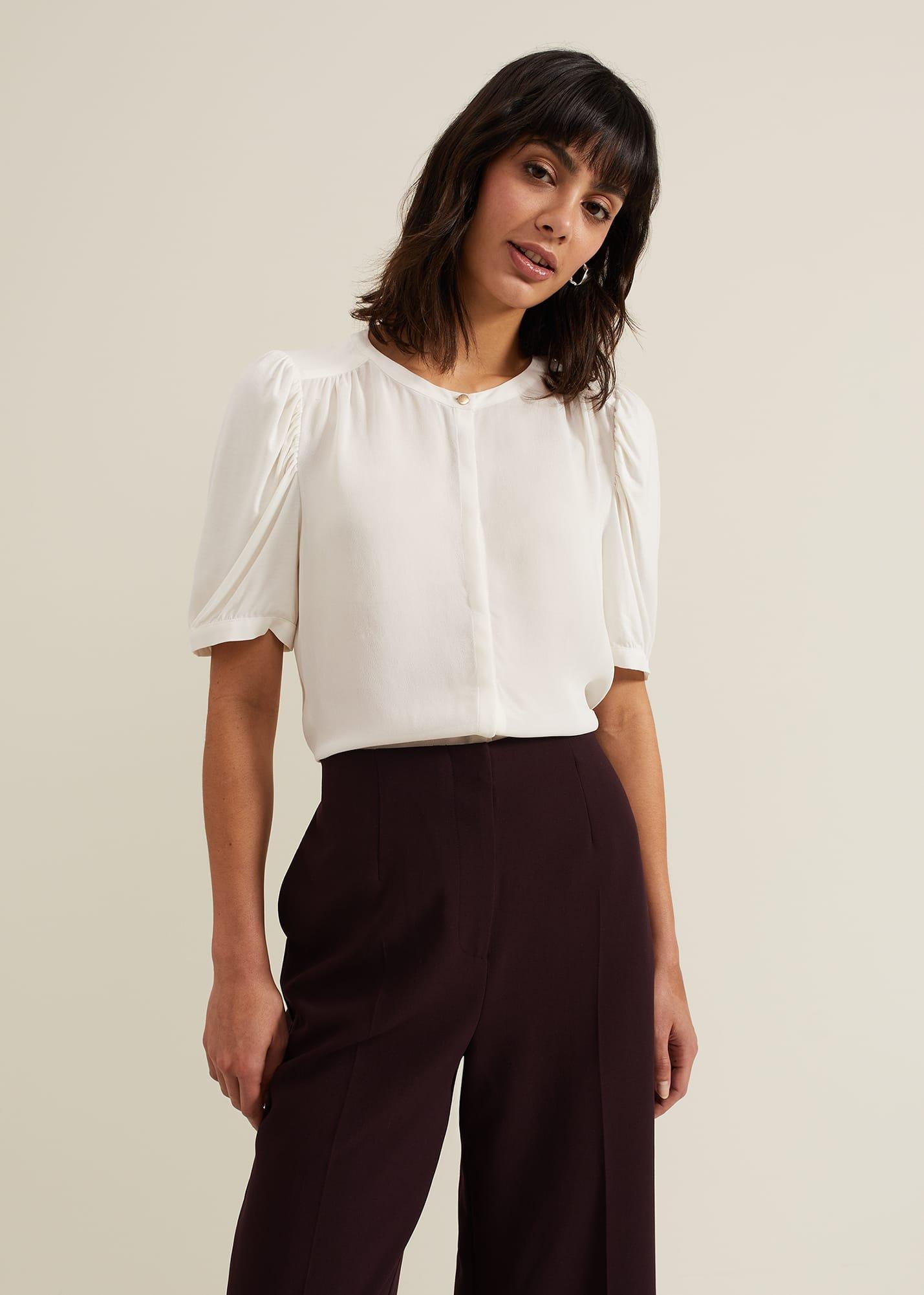 Joanne Jersey Woven Detail Top
