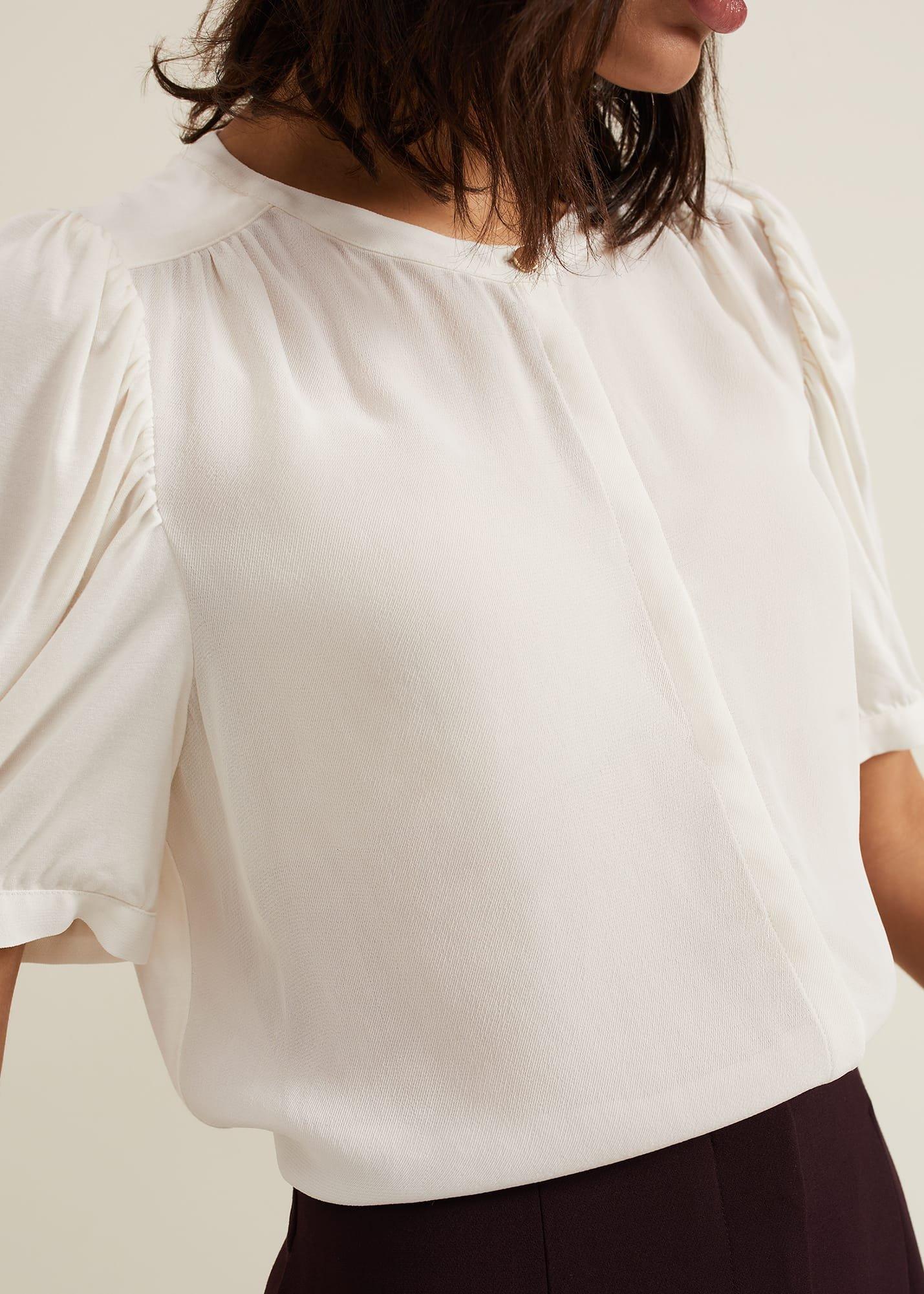 Joanne Jersey Woven Detail Top
