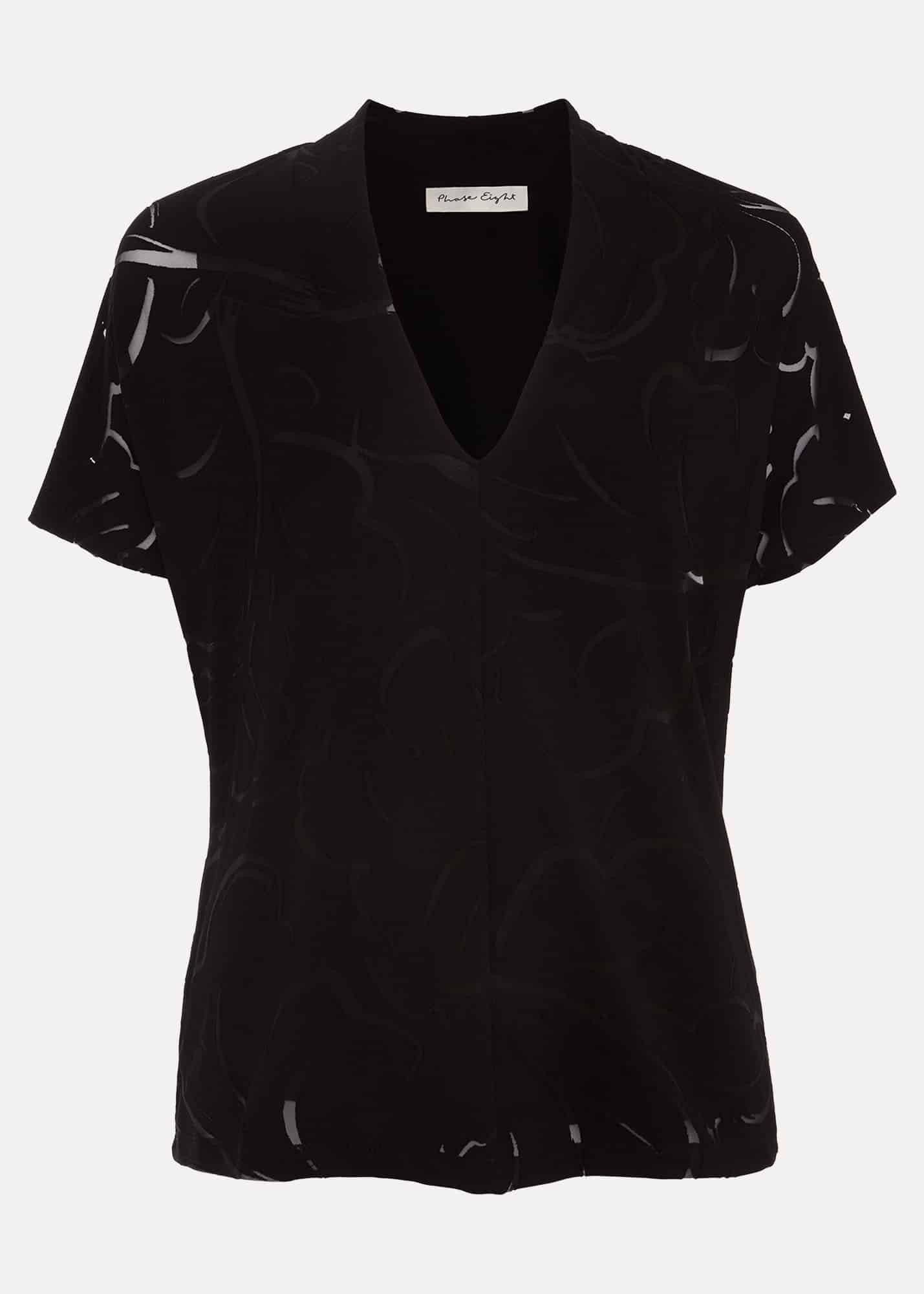 Linda Linear Leaf Burnout Top