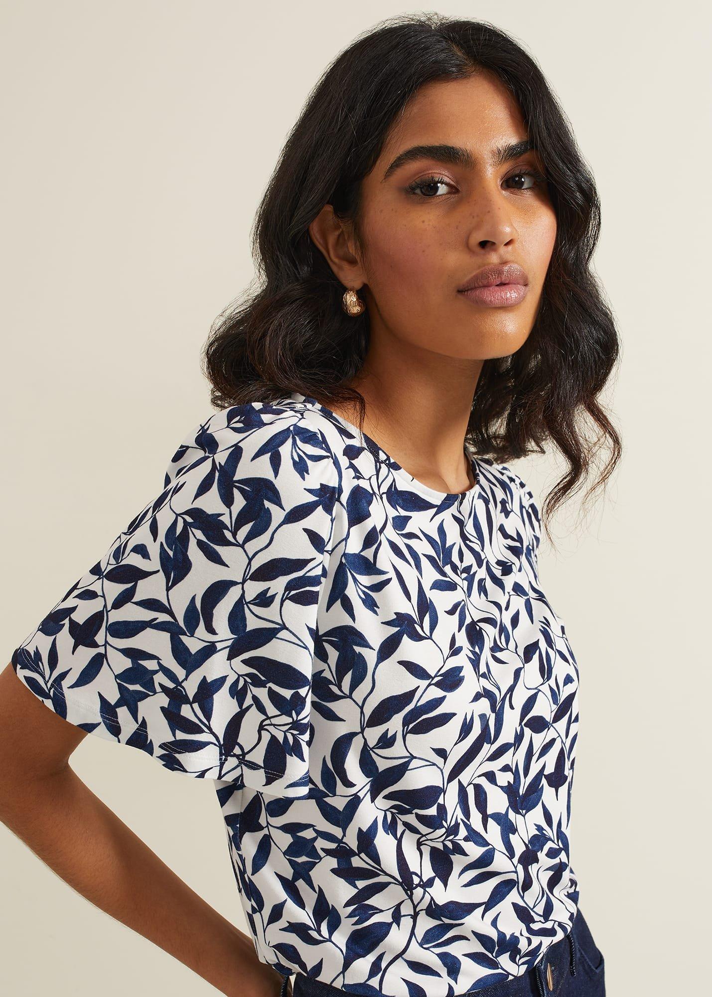 Nayana Leaf Print Top