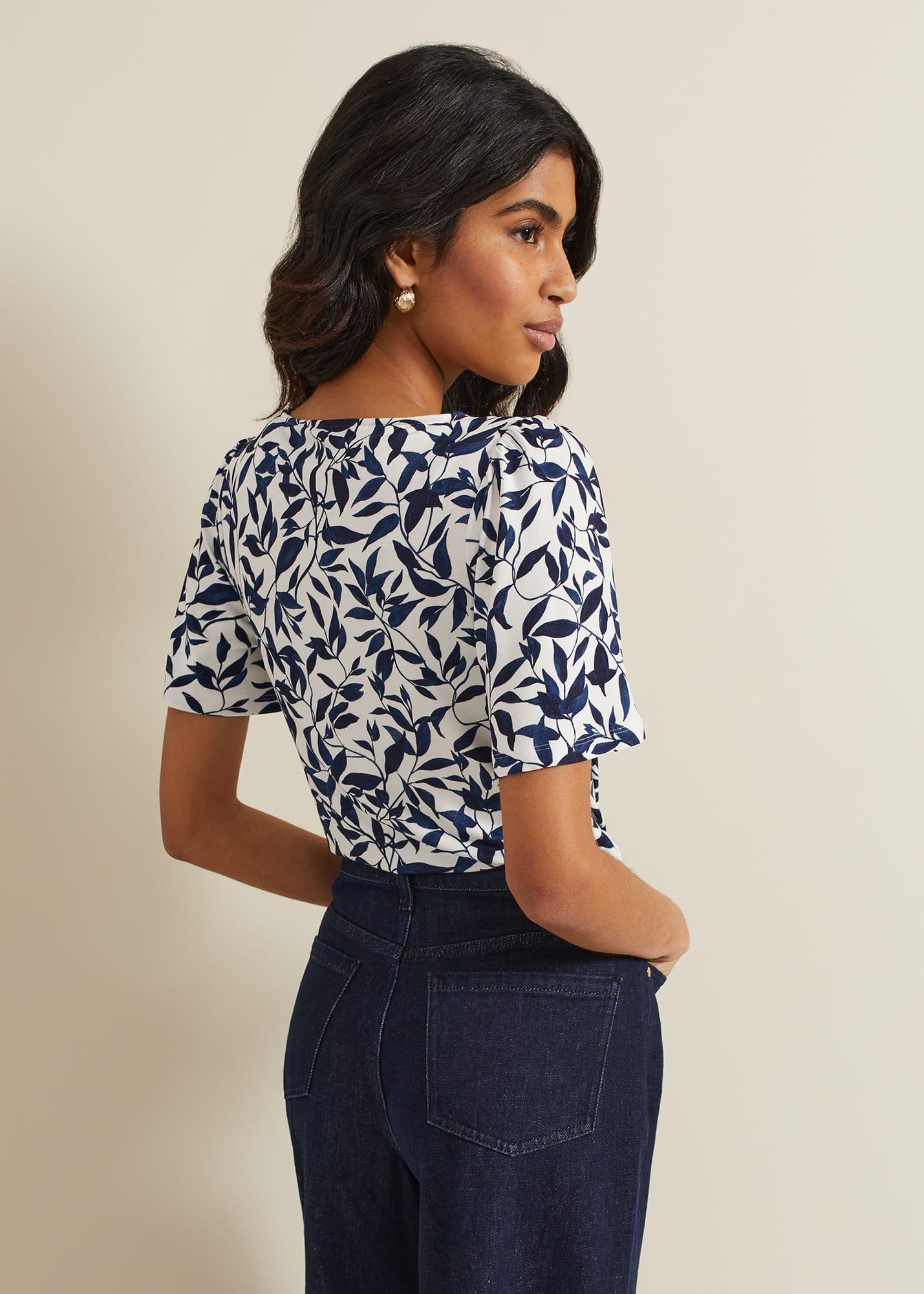 Nayana Leaf Print Top