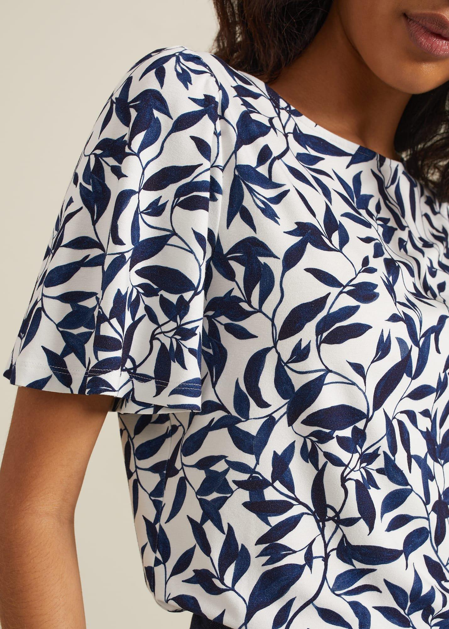 Nayana Leaf Print Top