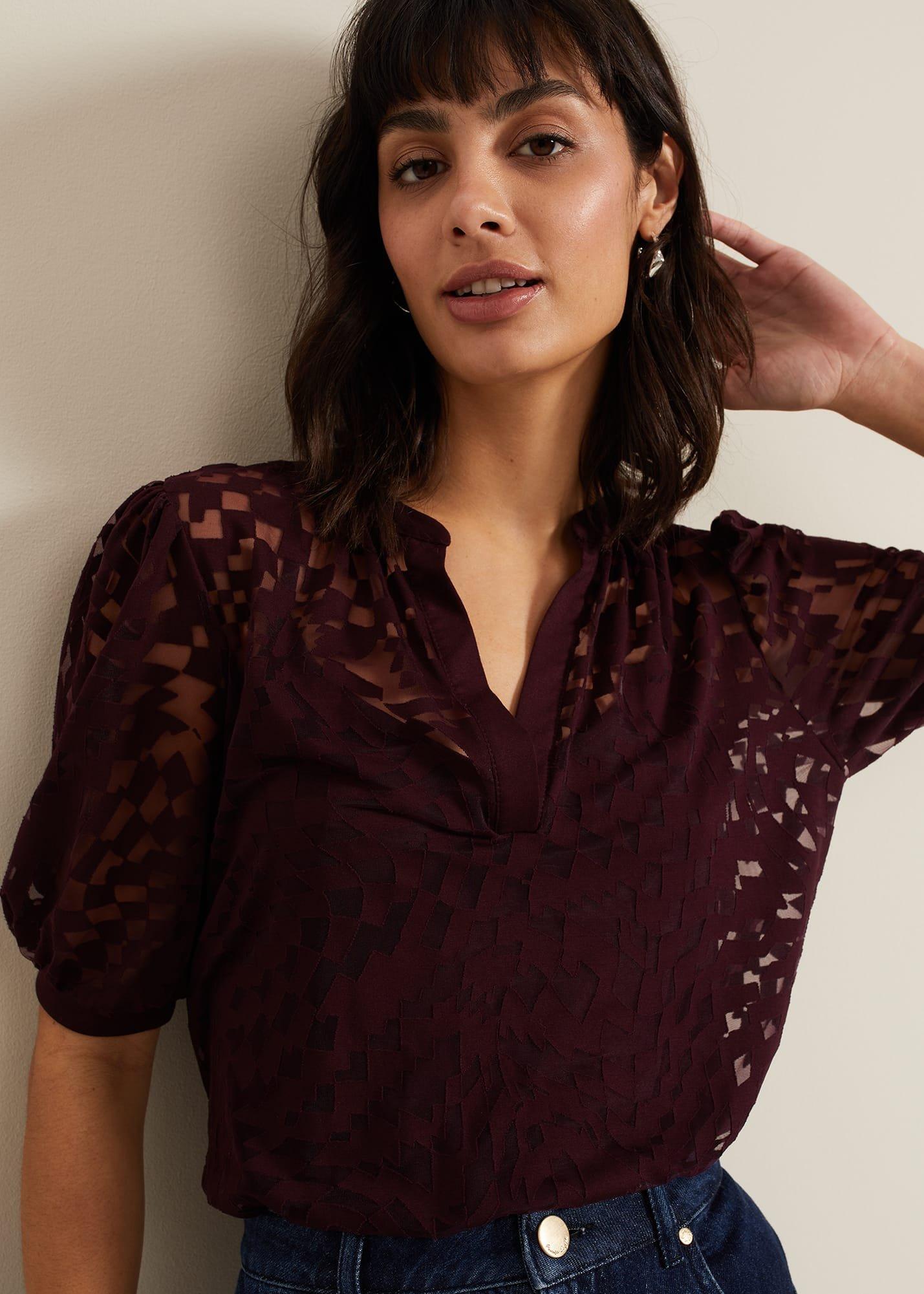 Cleo Checkered Burnout Top