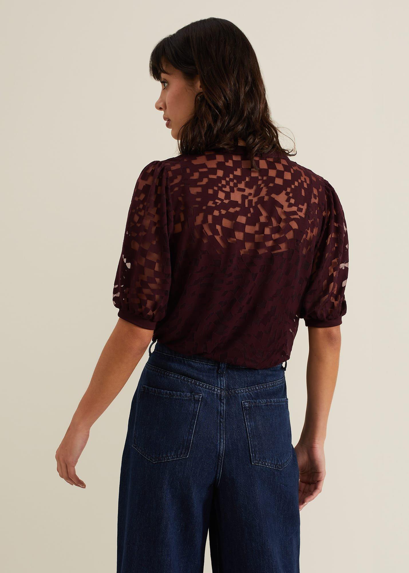 Cleo Checkered Burnout Top