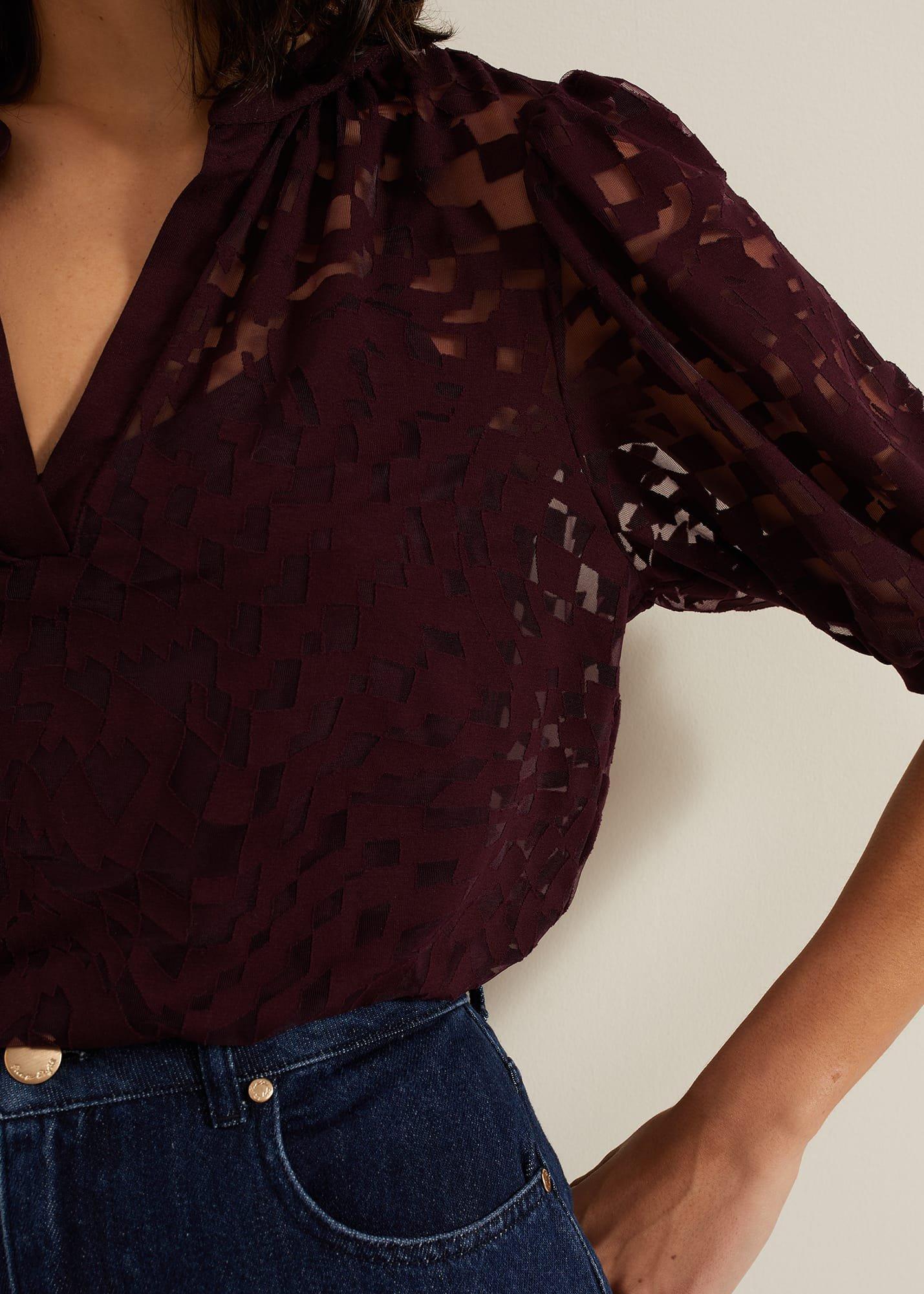 Cleo Checkered Burnout Top