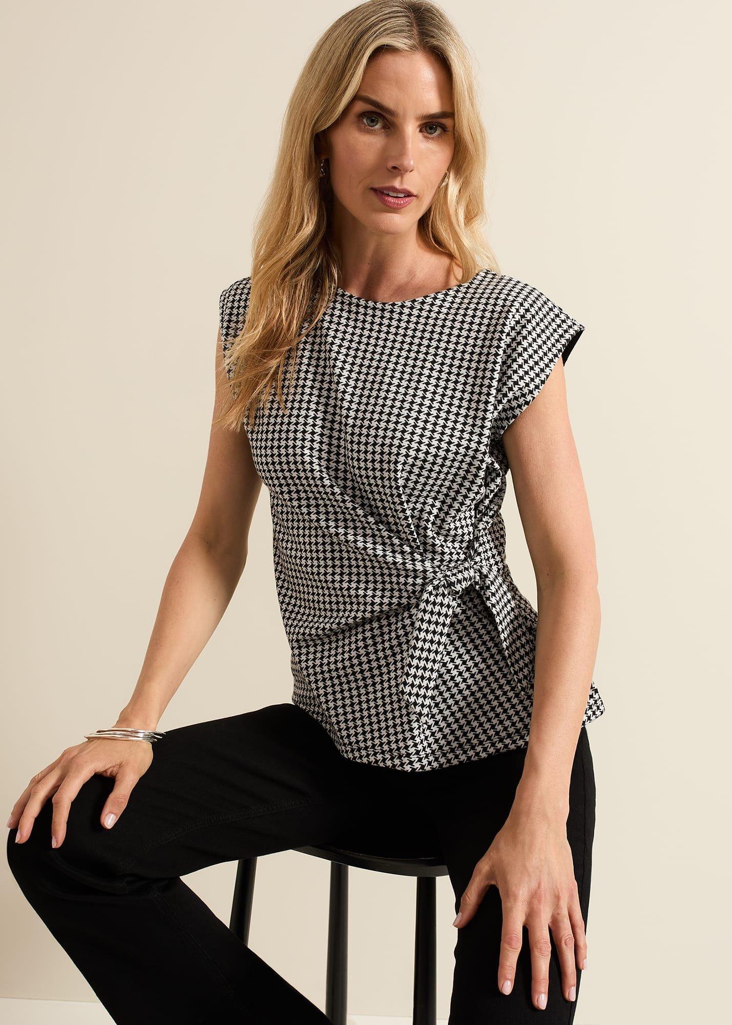 Halsey Houndstooth Jacquard Top