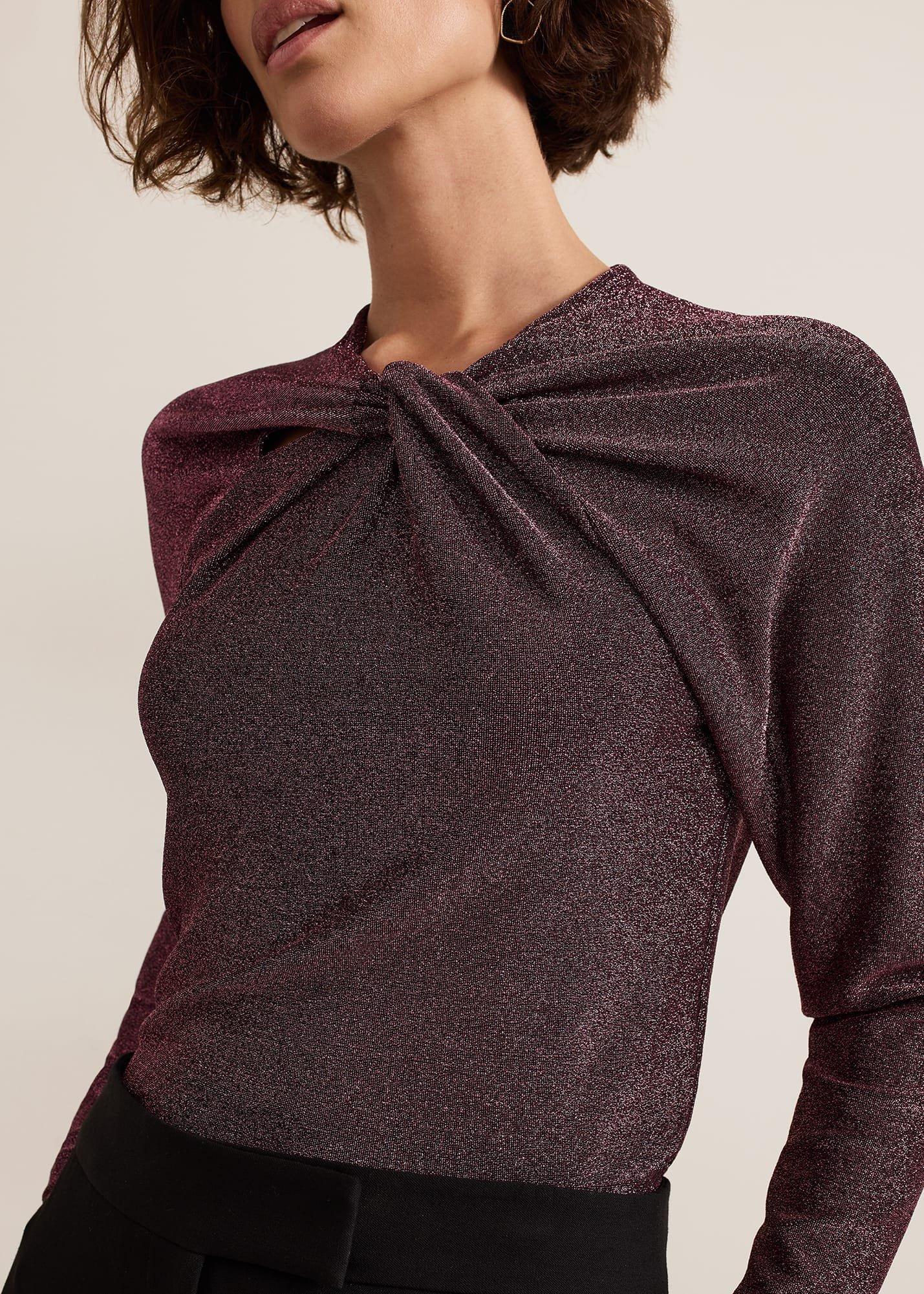 Stella Twist Neck Shimmer Top