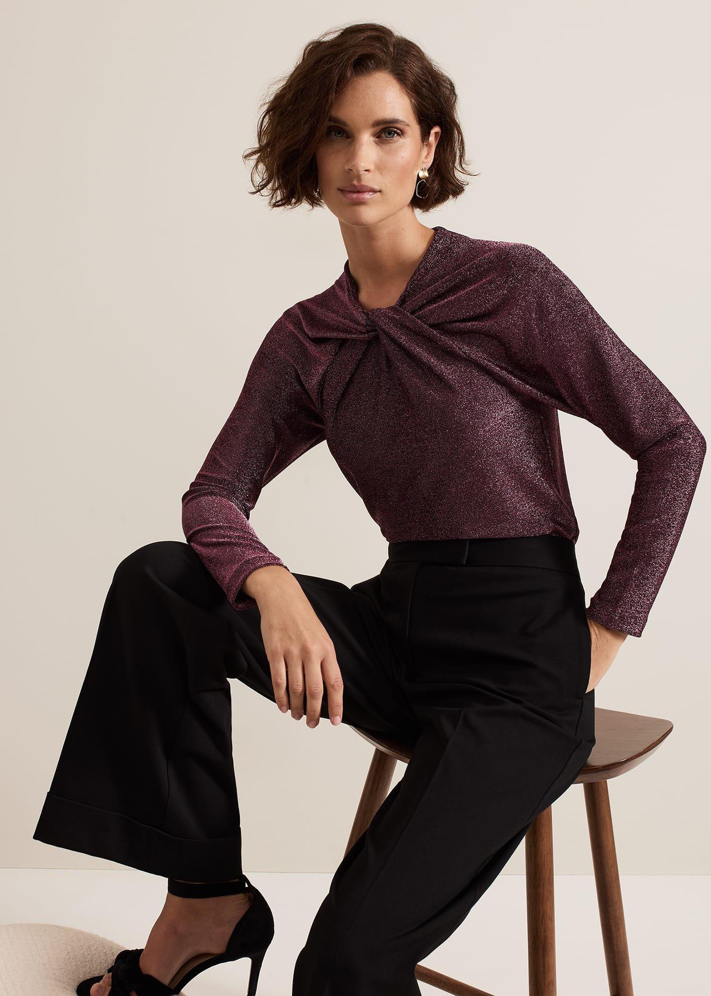 Stella Twist Neck Shimmer Top