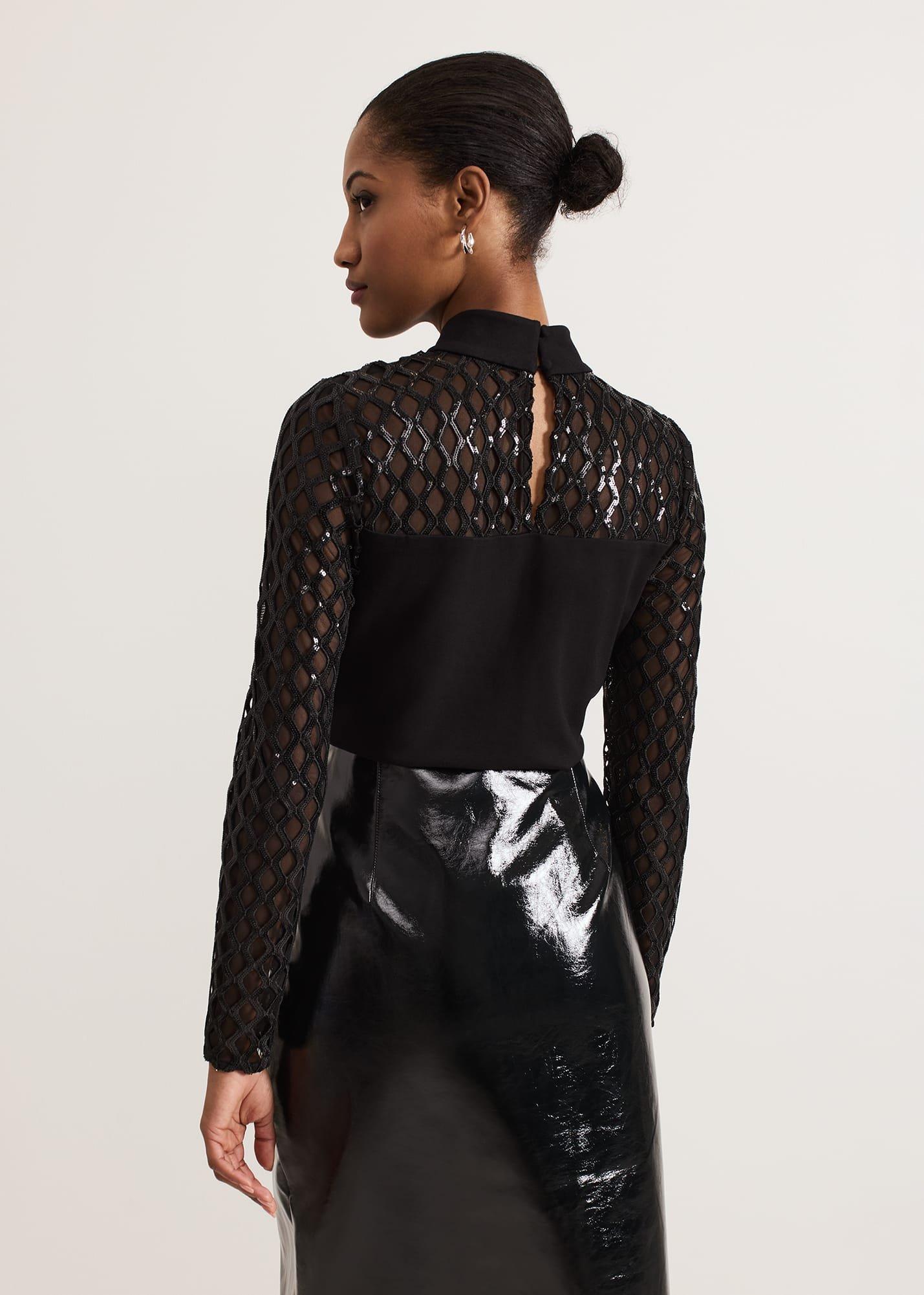 Nicole Sequin Mesh Top