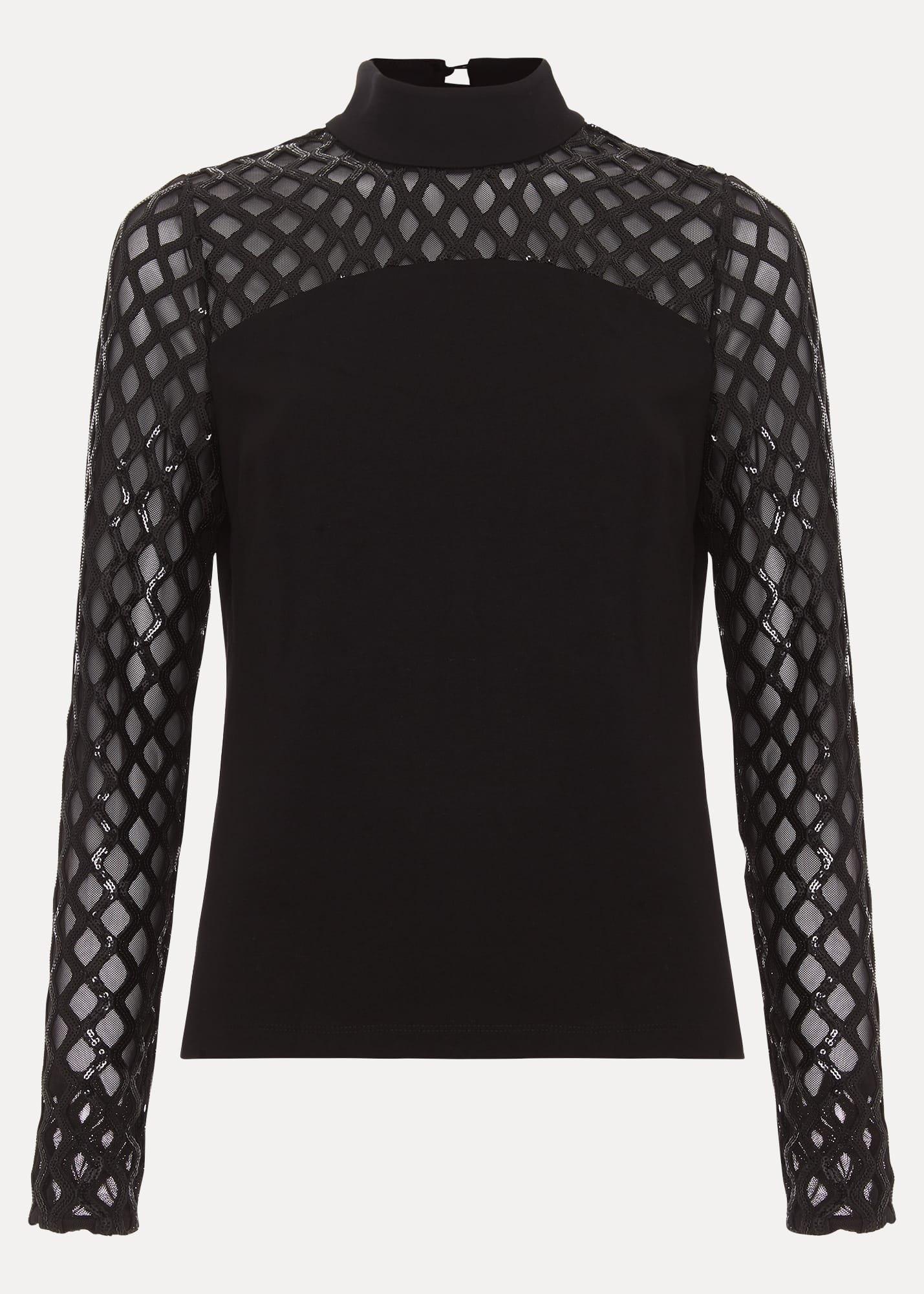 Nicole Sequin Mesh Top
