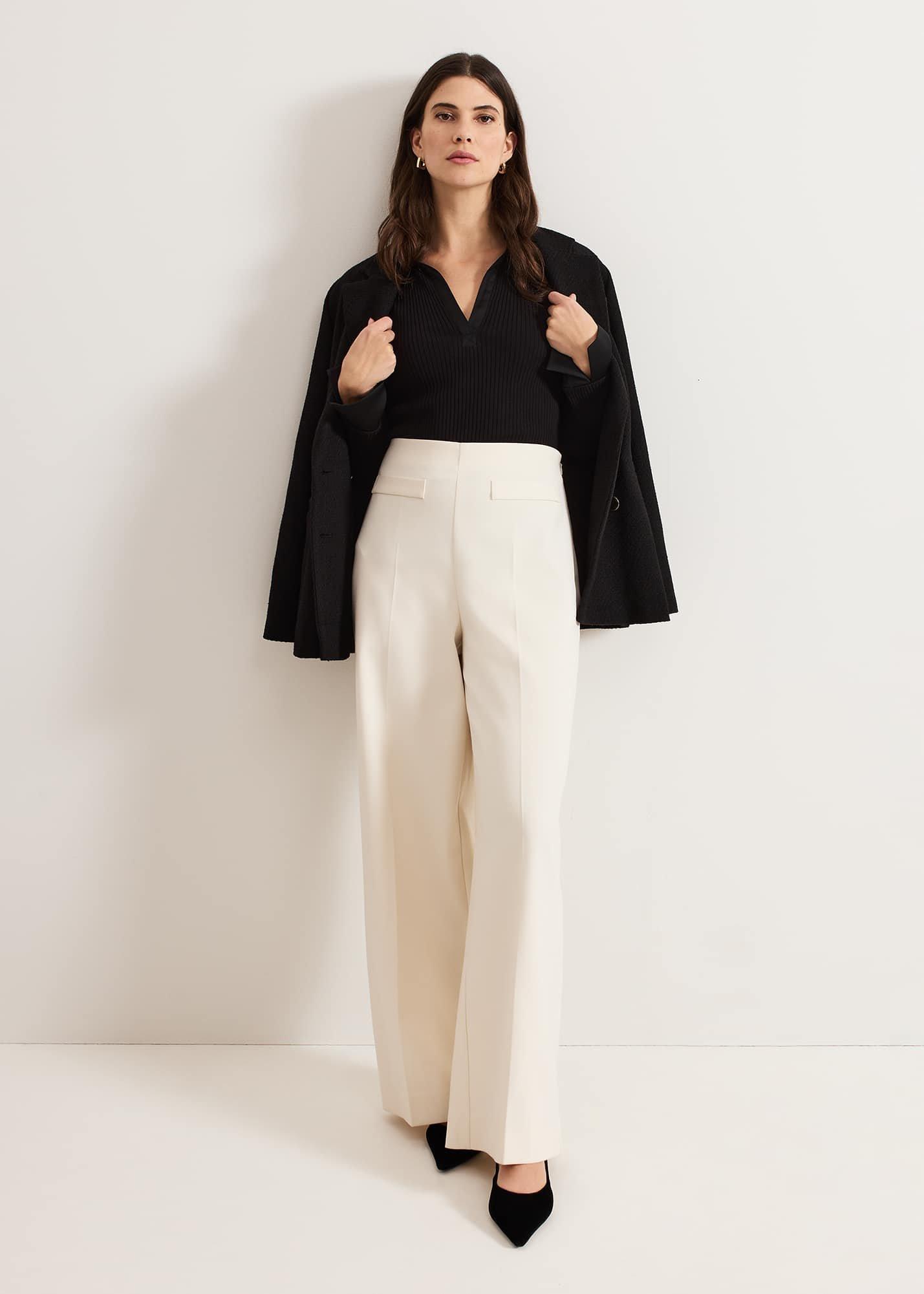 Lisa Black Ribbed Polo Neck Top
