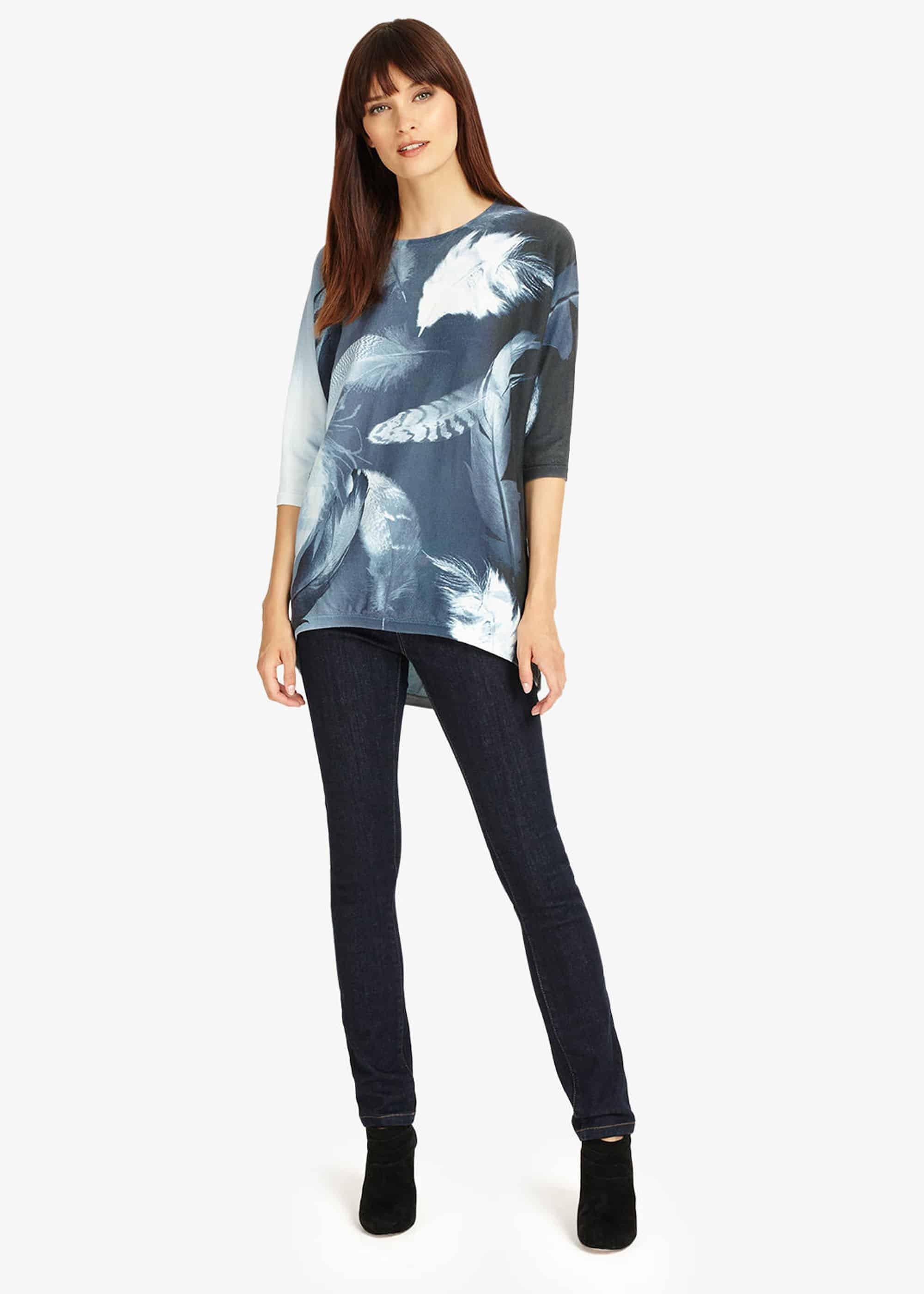 Faith Feather Print Knitted Jumper
