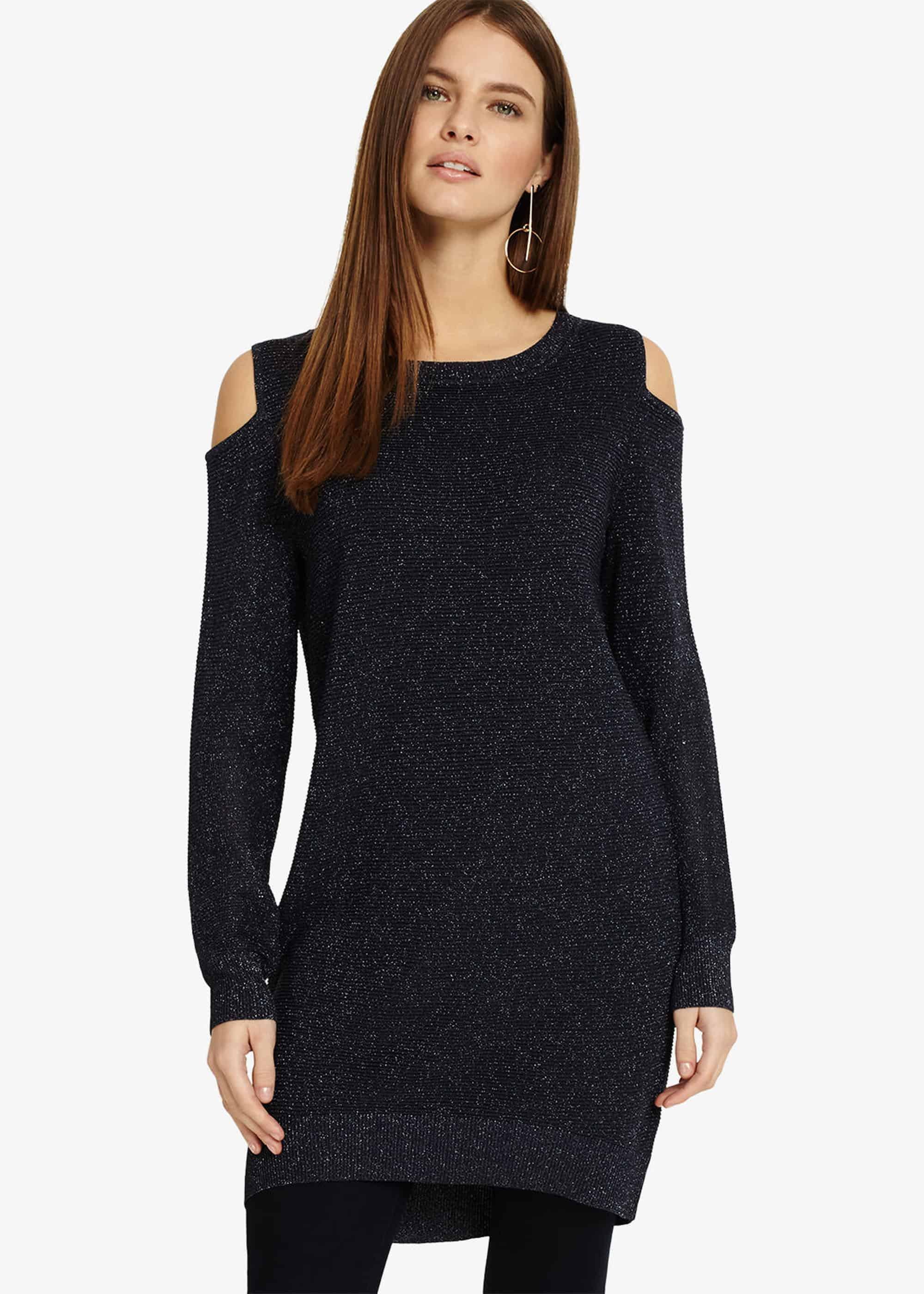 Romana Shimmer Cold Shoulder Tunic