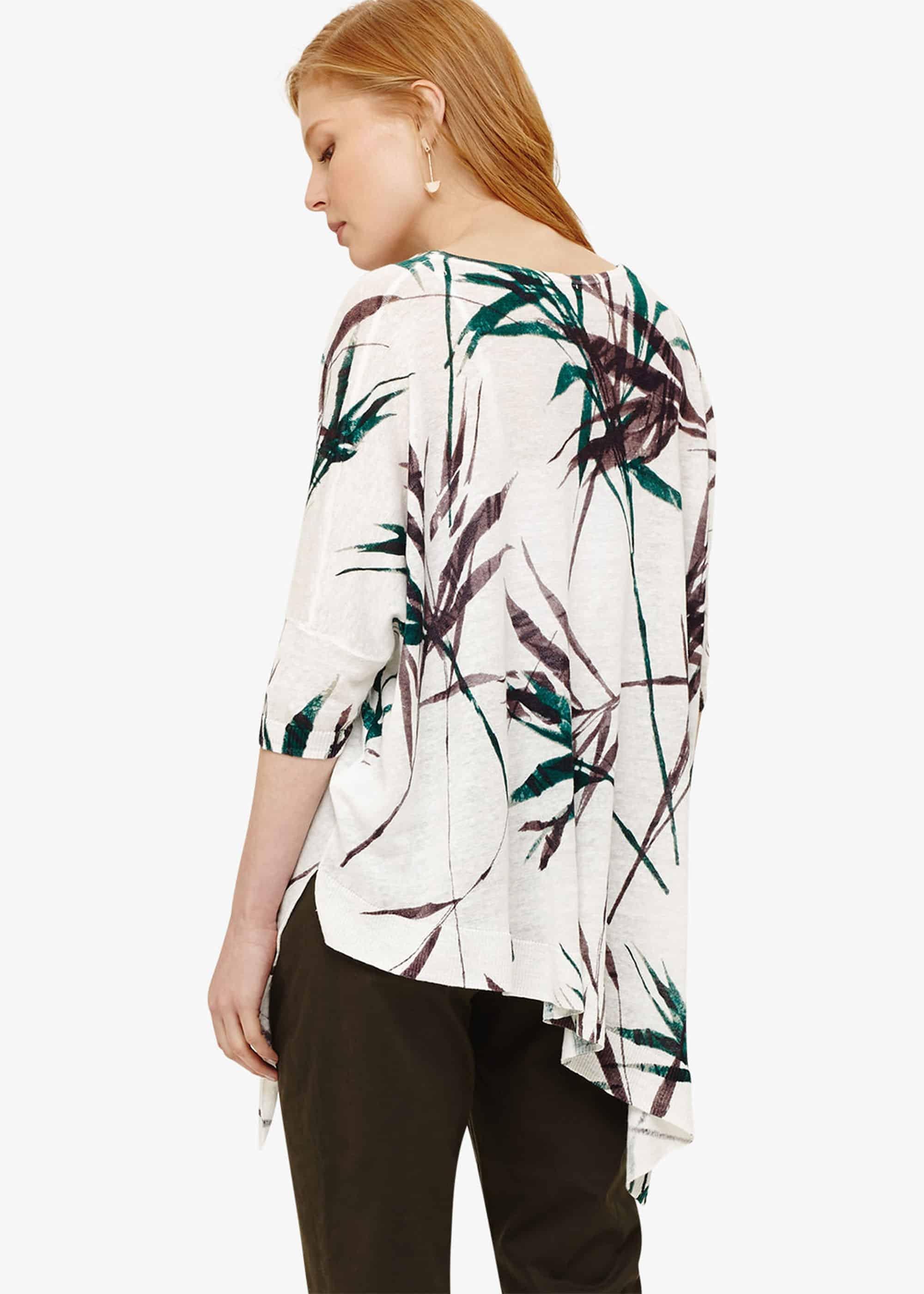 Bora Linen Bamboo Print Knit Top