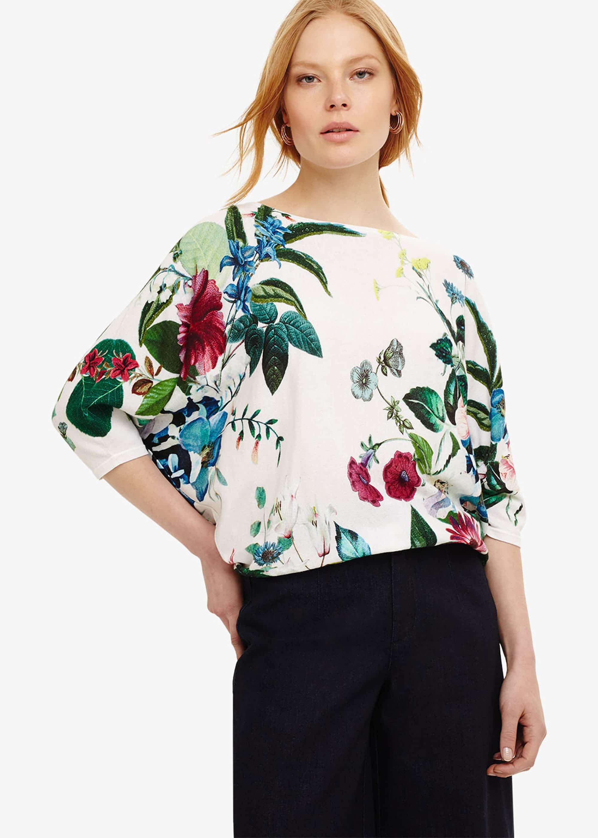 Bronte Cotton Botanical Print Knit Top