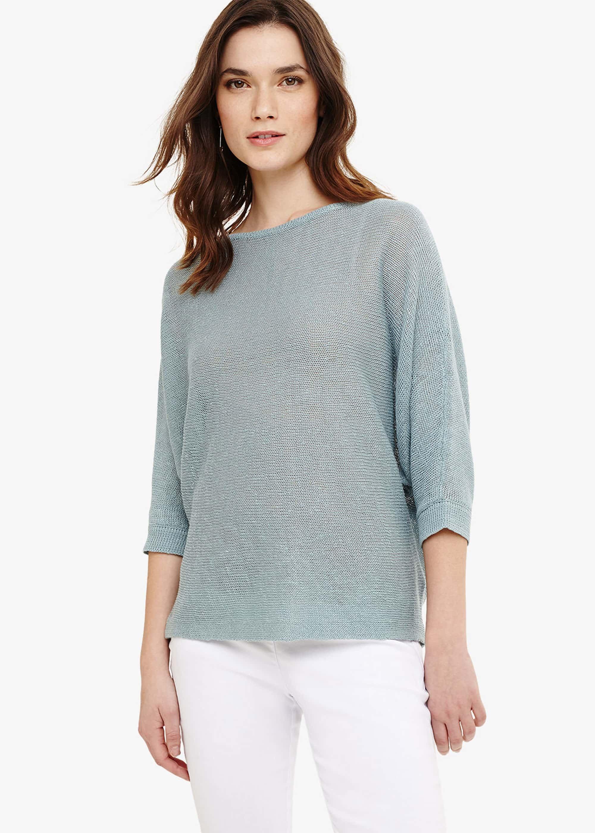 Delmi Linen Batwing Knit Top