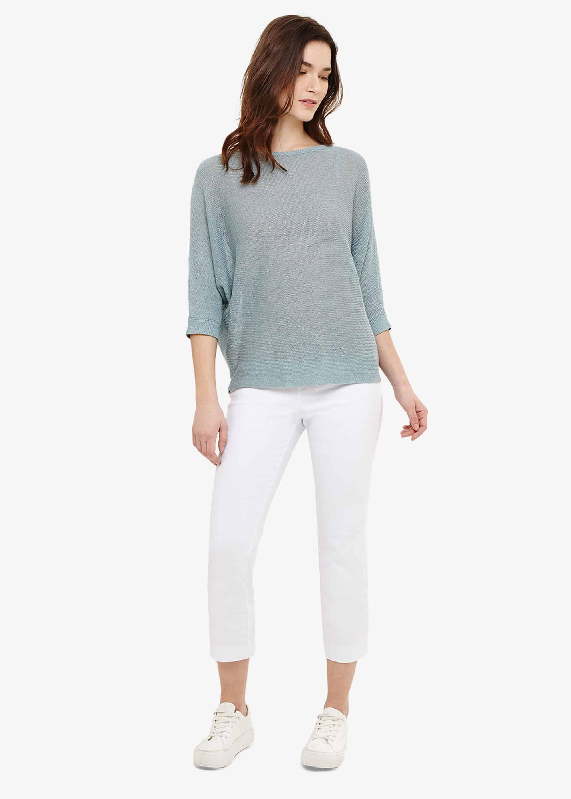 Delmi Linen Batwing Knit Top