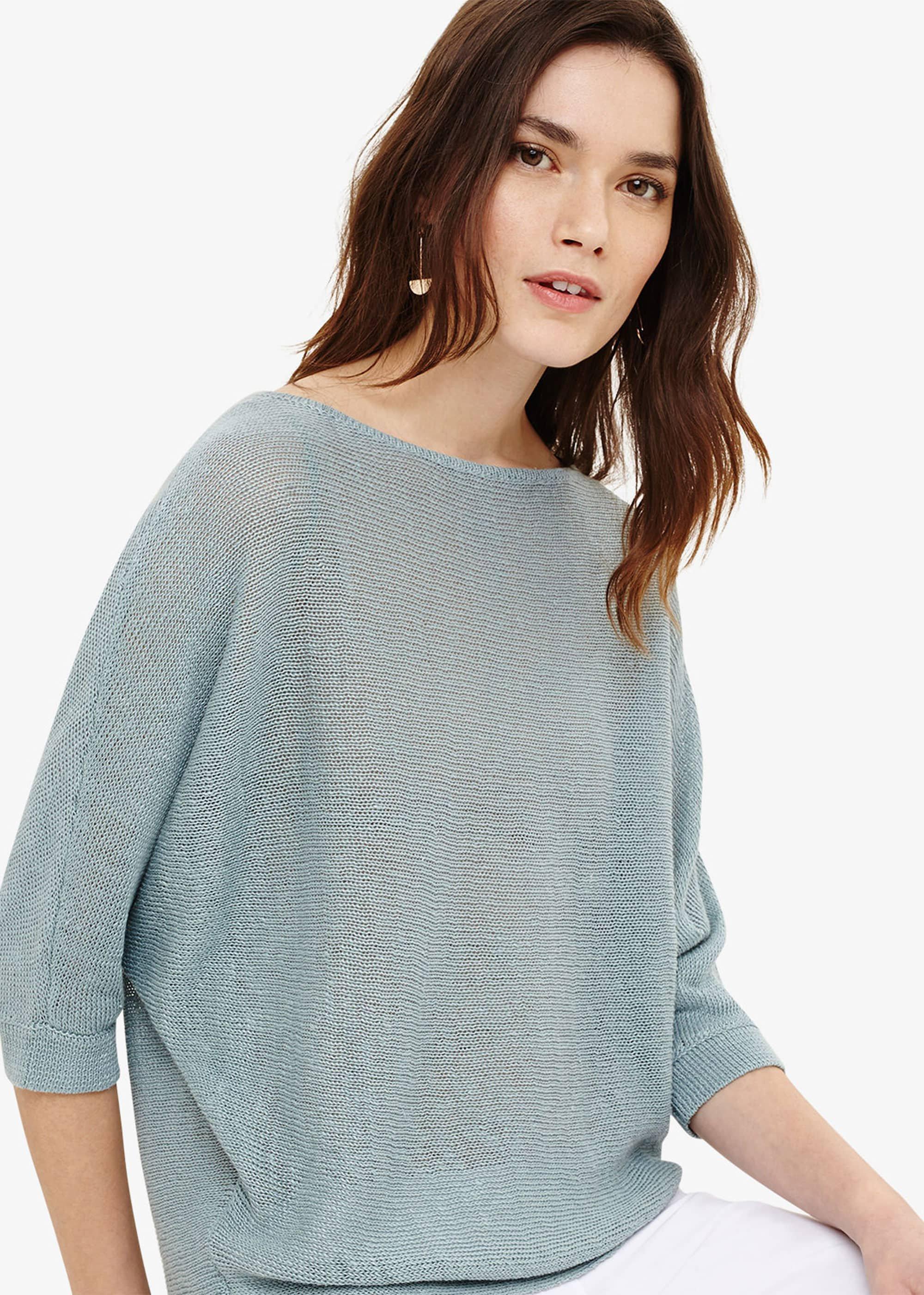 Delmi Linen Batwing Knit Top