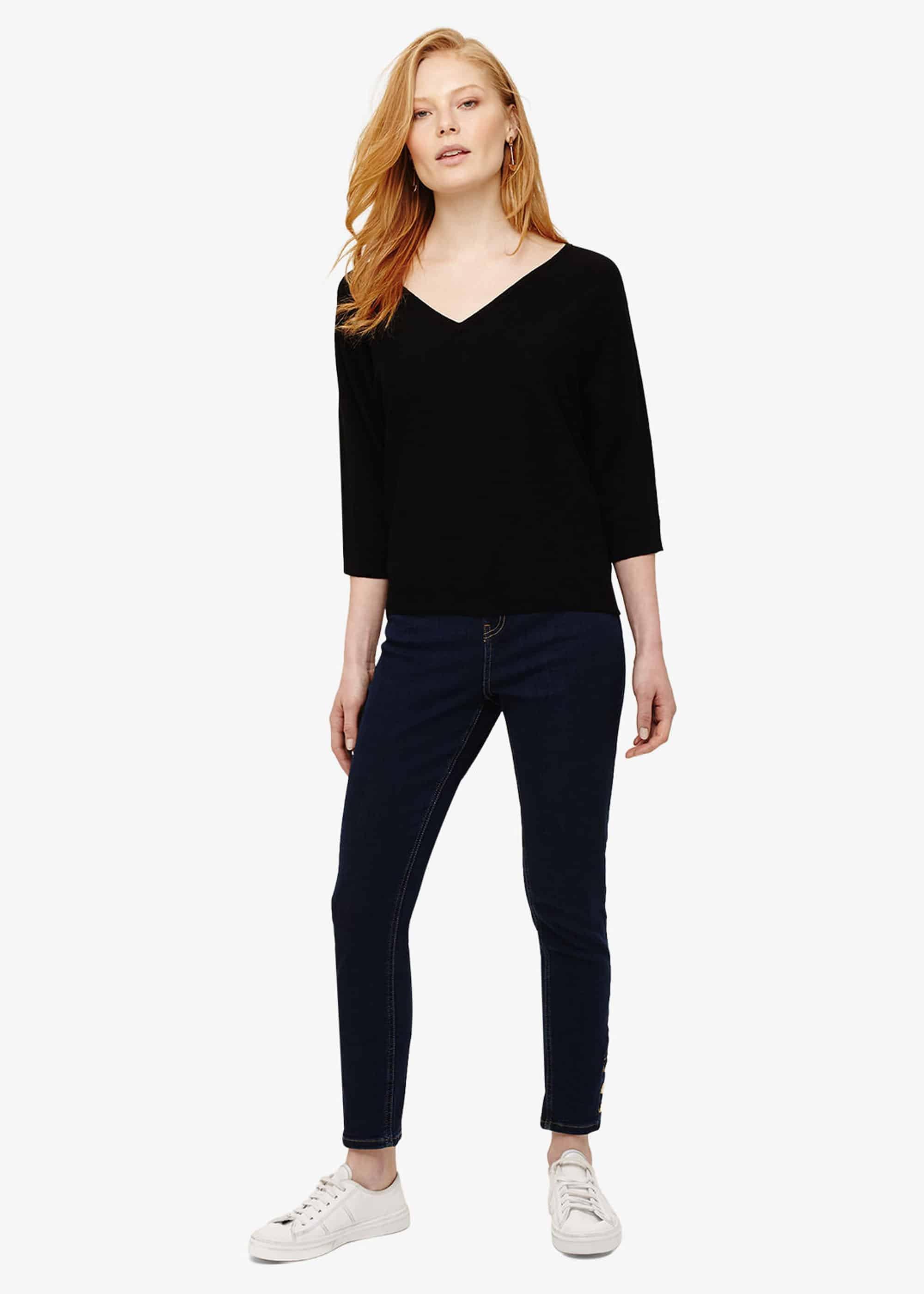 Cristine V Neck Batwing Knit Top