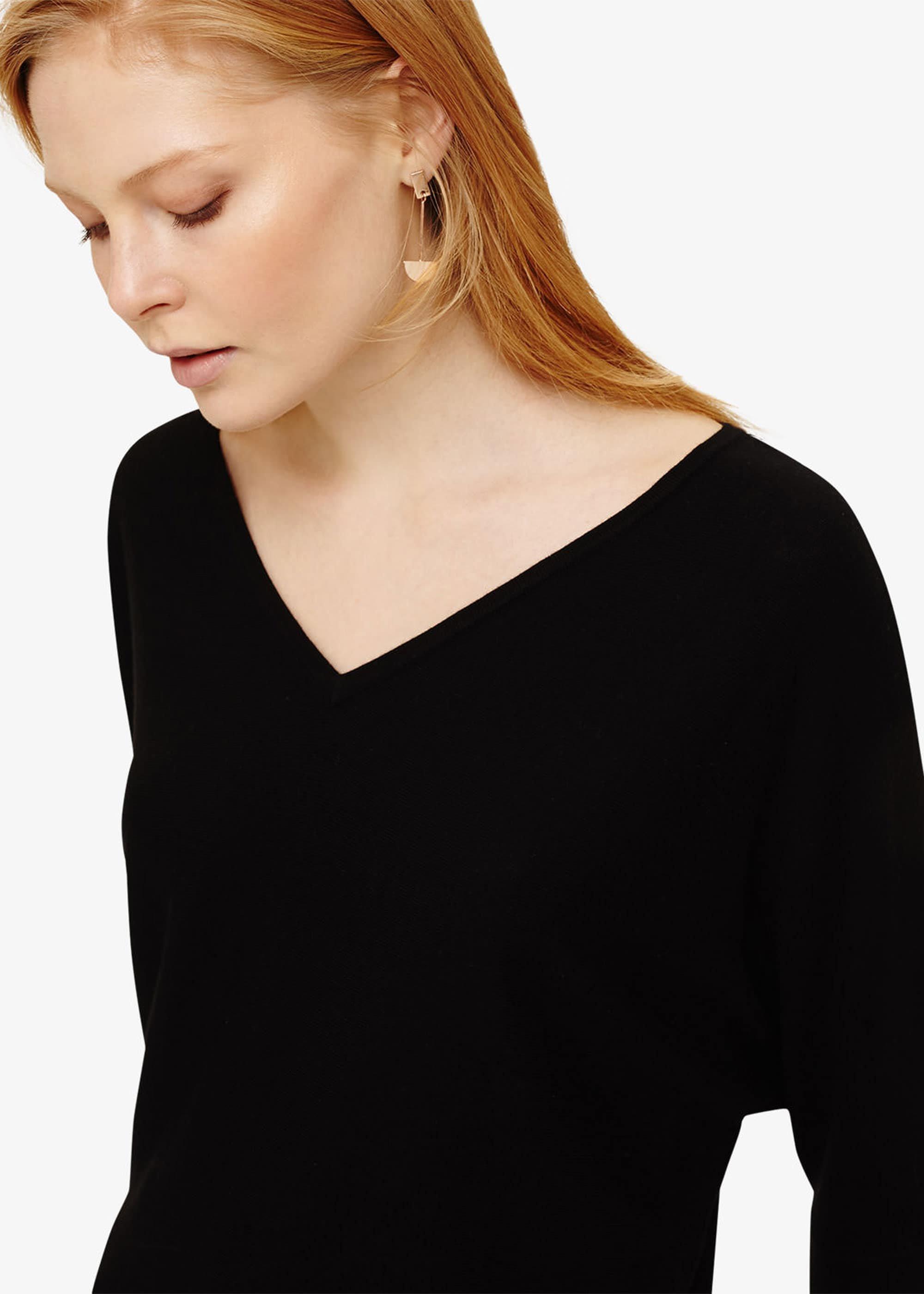 Cristine V Neck Batwing Knit Top