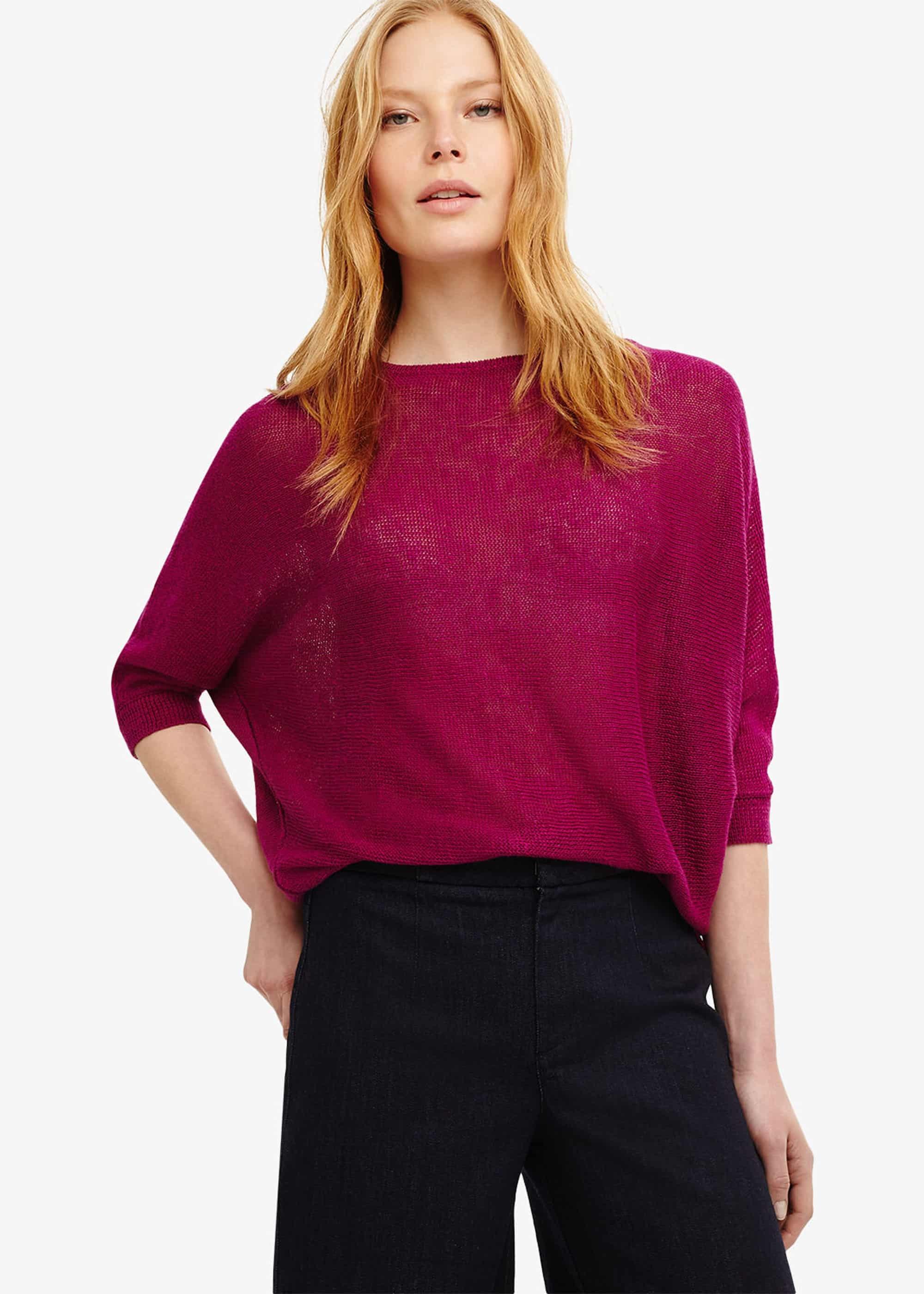 Delmi Linen Batwing Knit Top