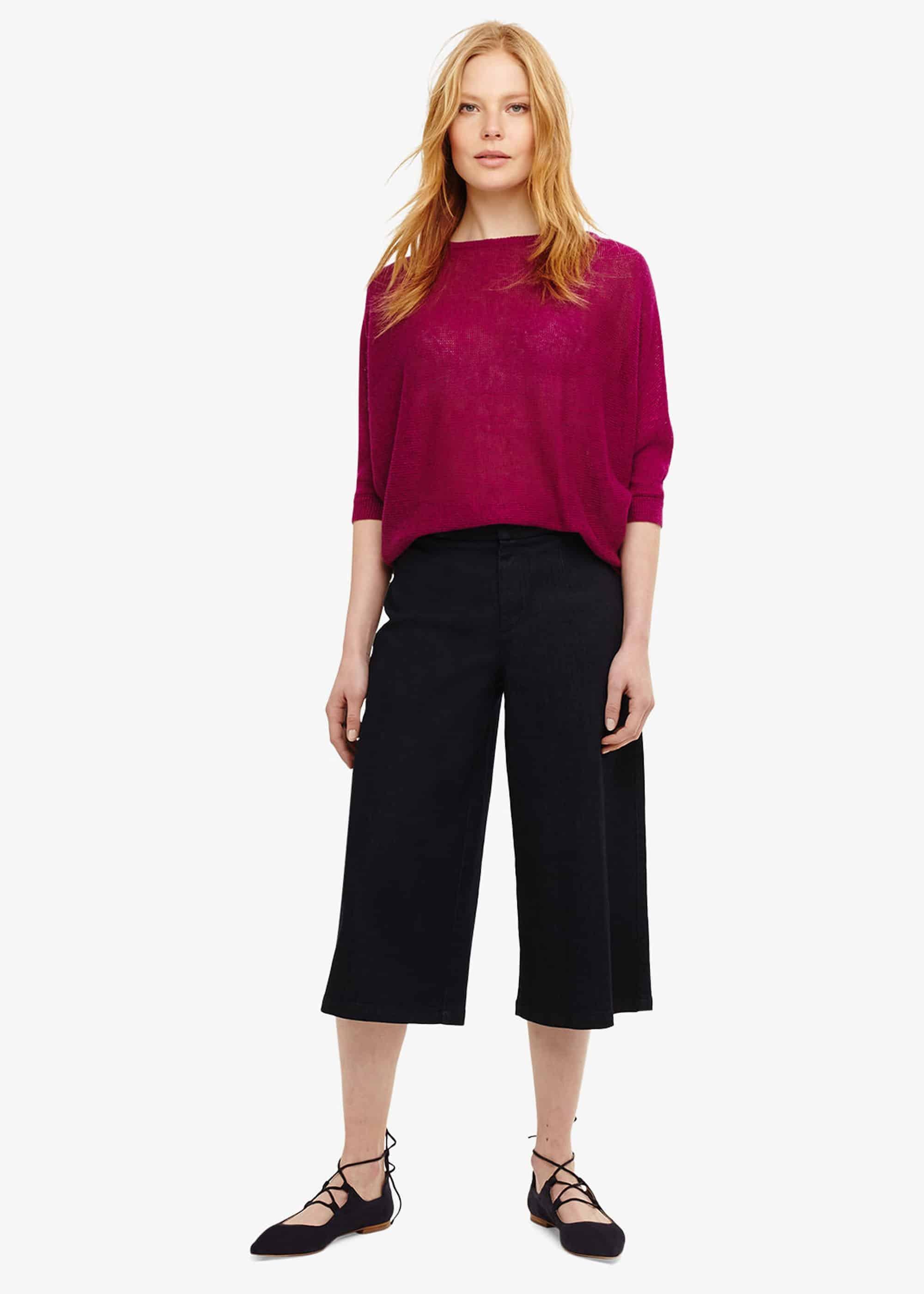 Delmi Linen Batwing Knit Top