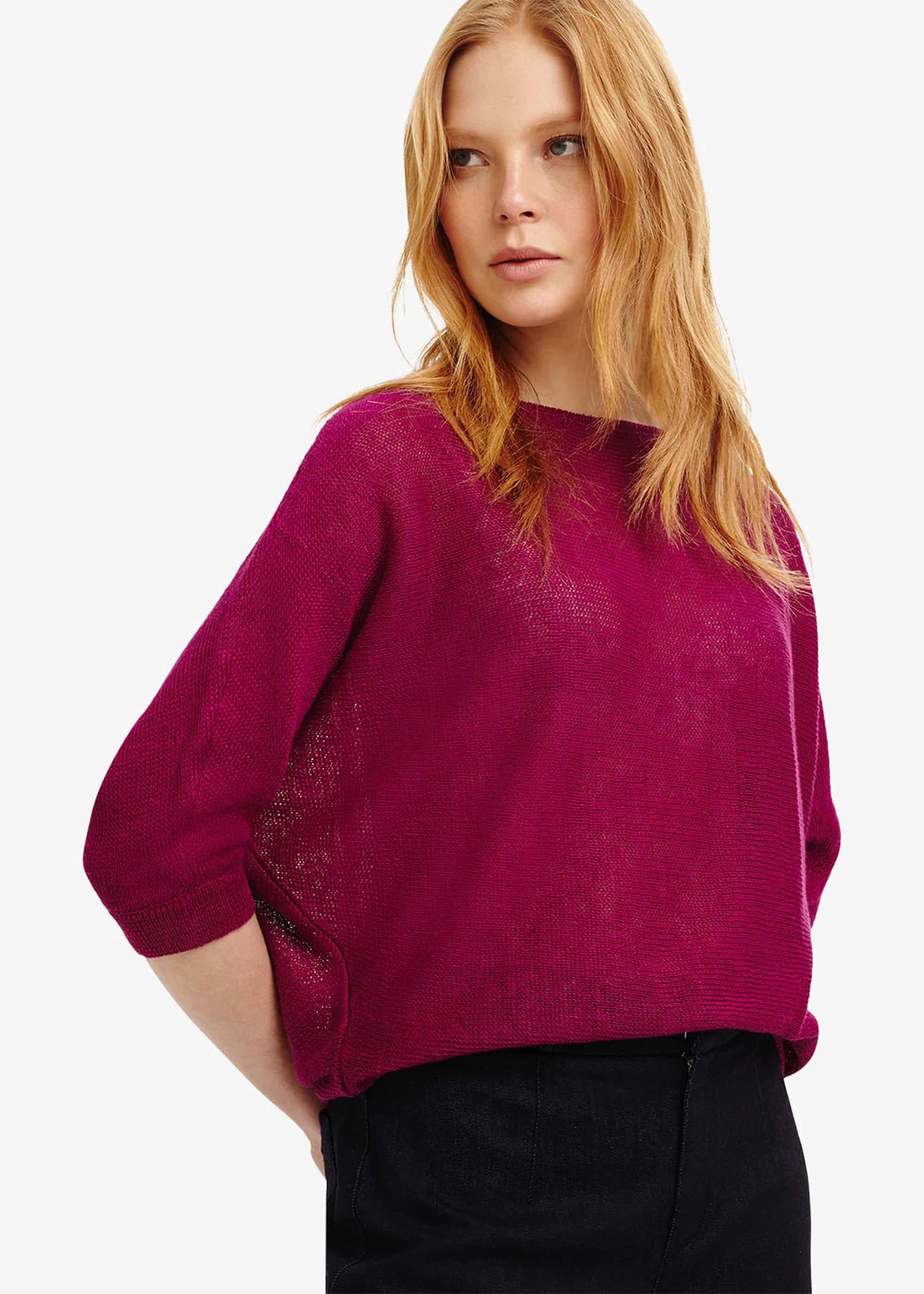 Delmi Linen Batwing Knit Top