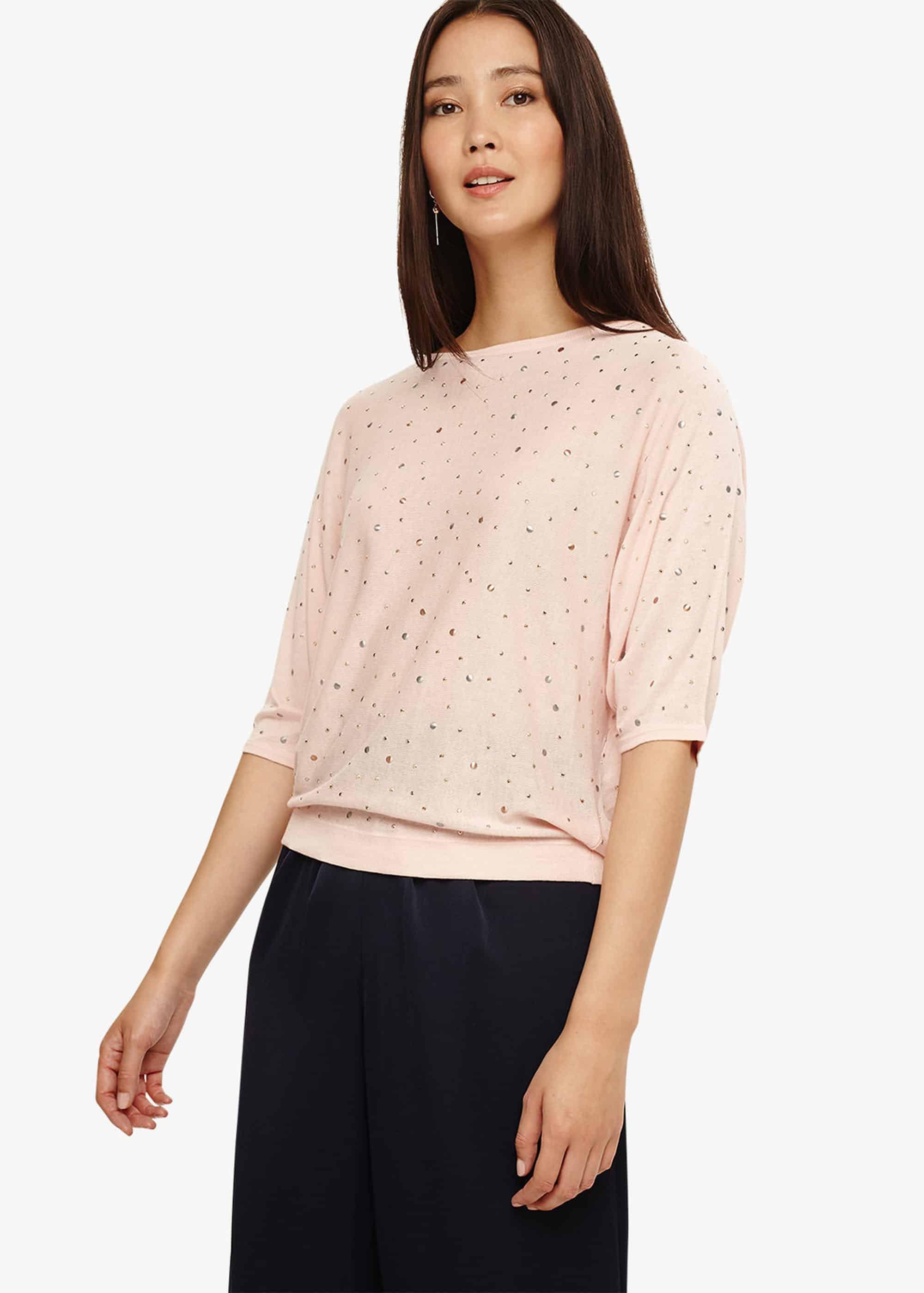 Cristine Scattered Stud Knitted Top