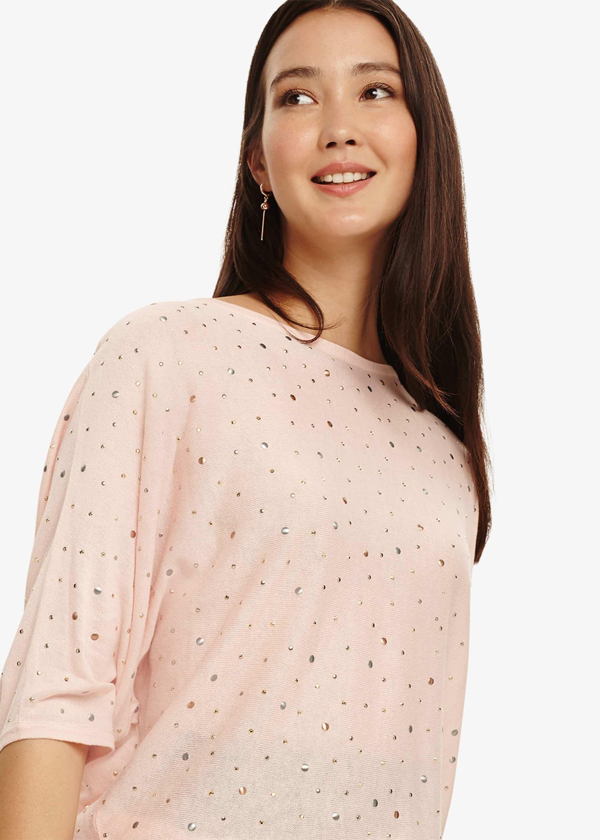 Cristine Scattered Stud Knitted Top