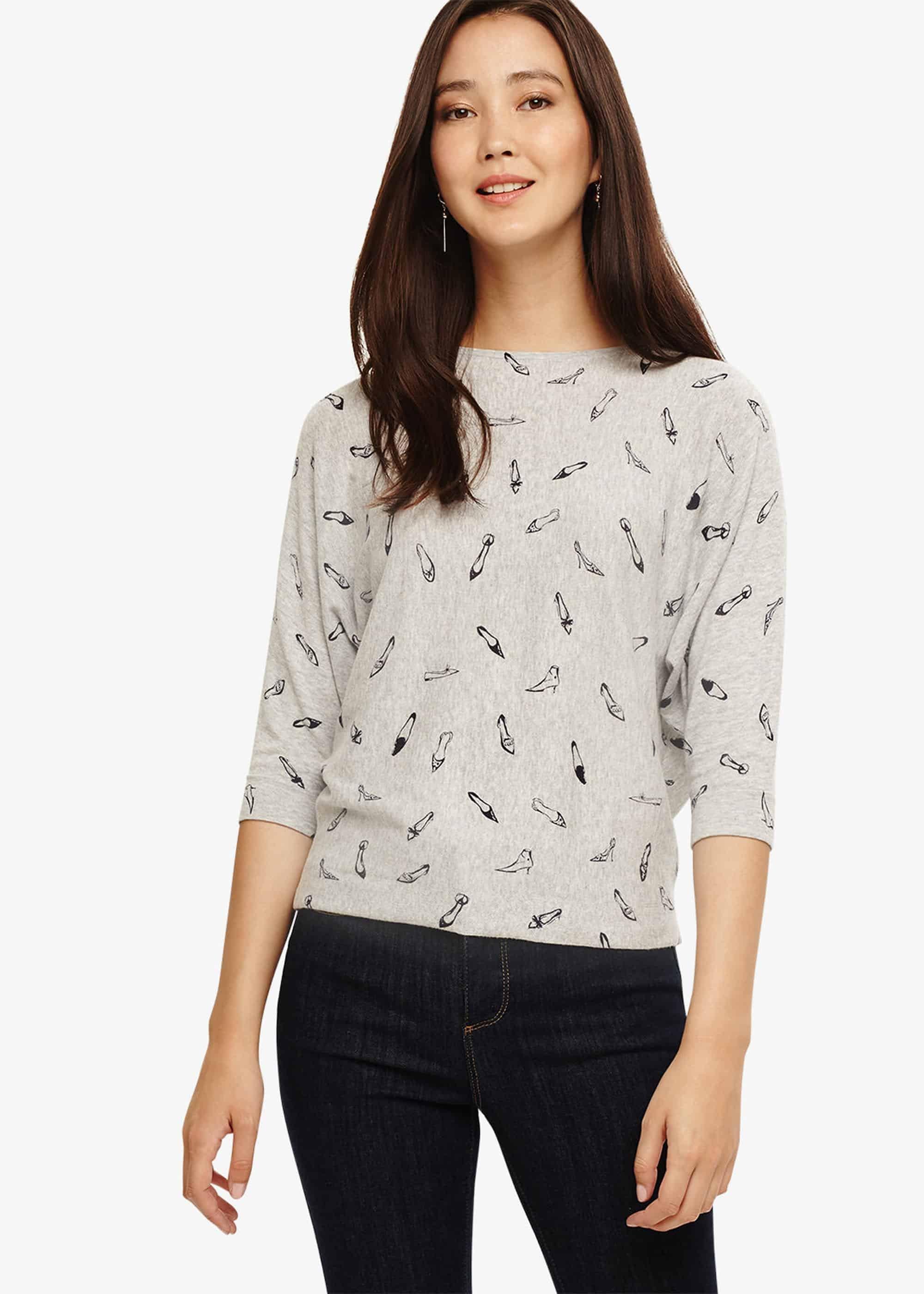 Christa Shoe Print Knitted Top