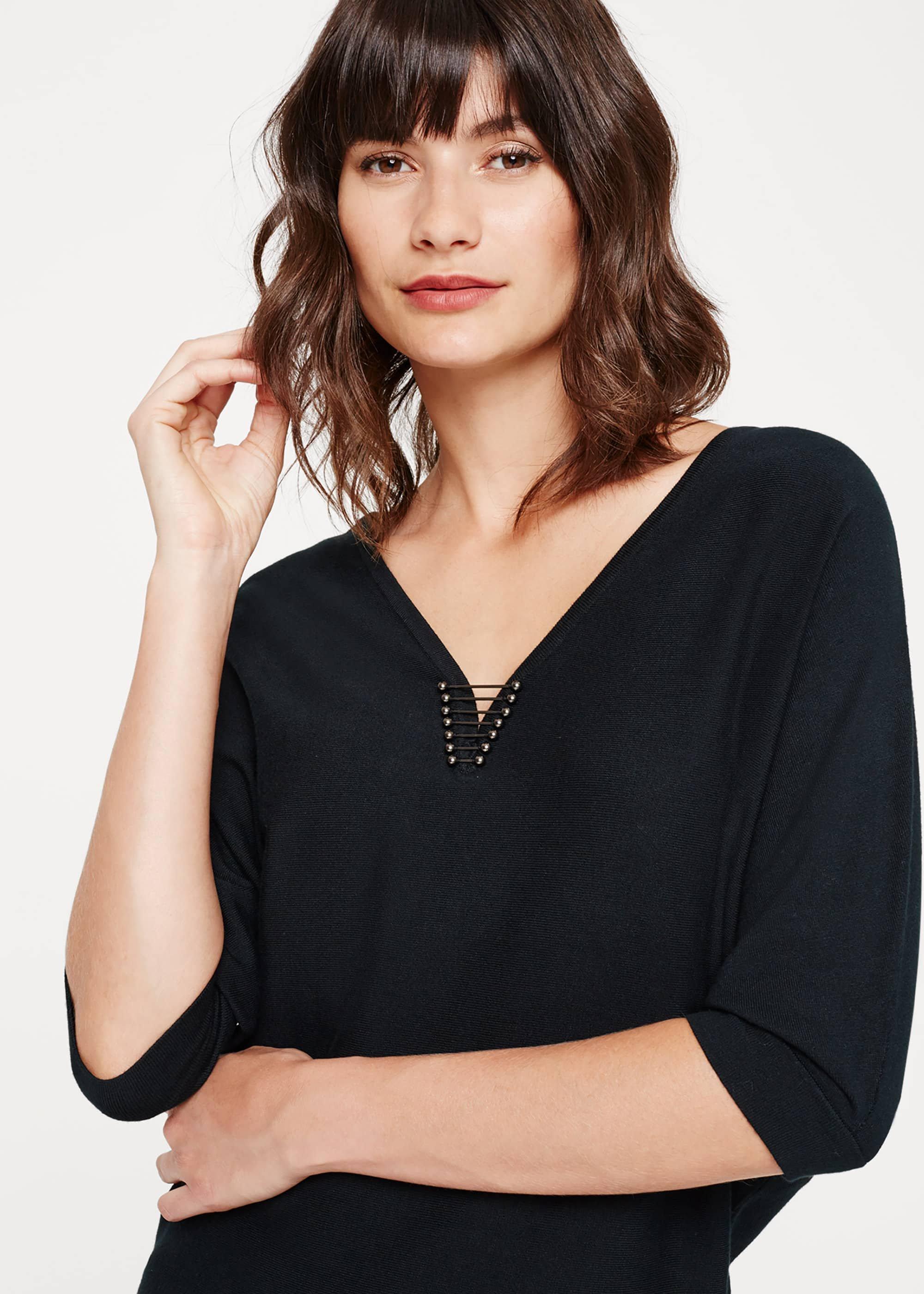 Cristine Metal Trim Knitted Top