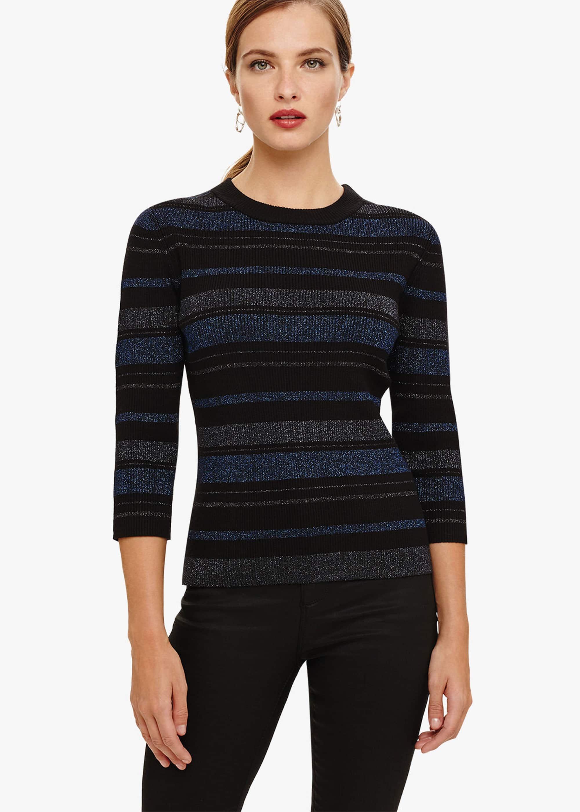 Samina Shimmer Stripe Knitted Top