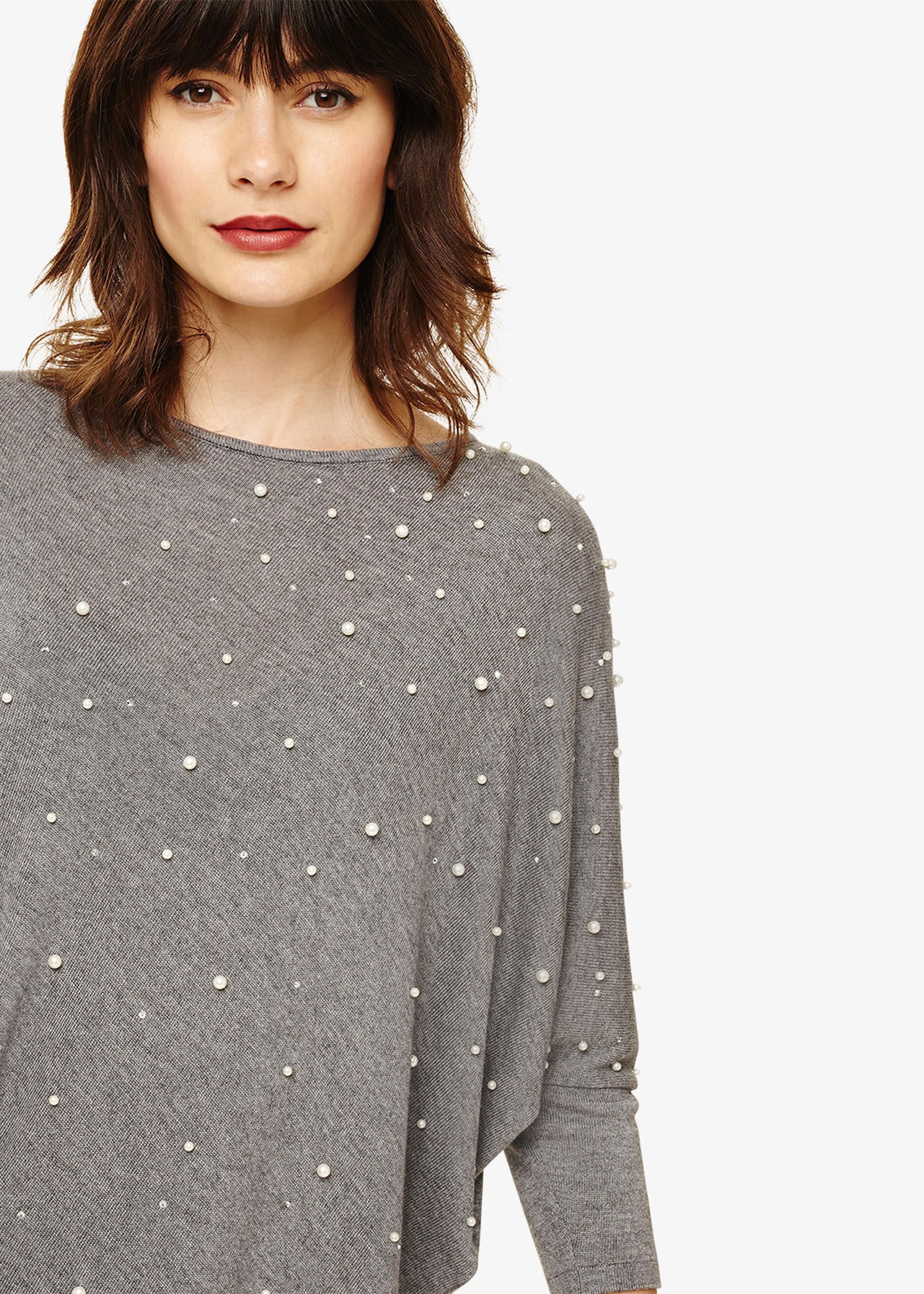 Patricia Faux Pearl Asymmetric Knitted Jumper