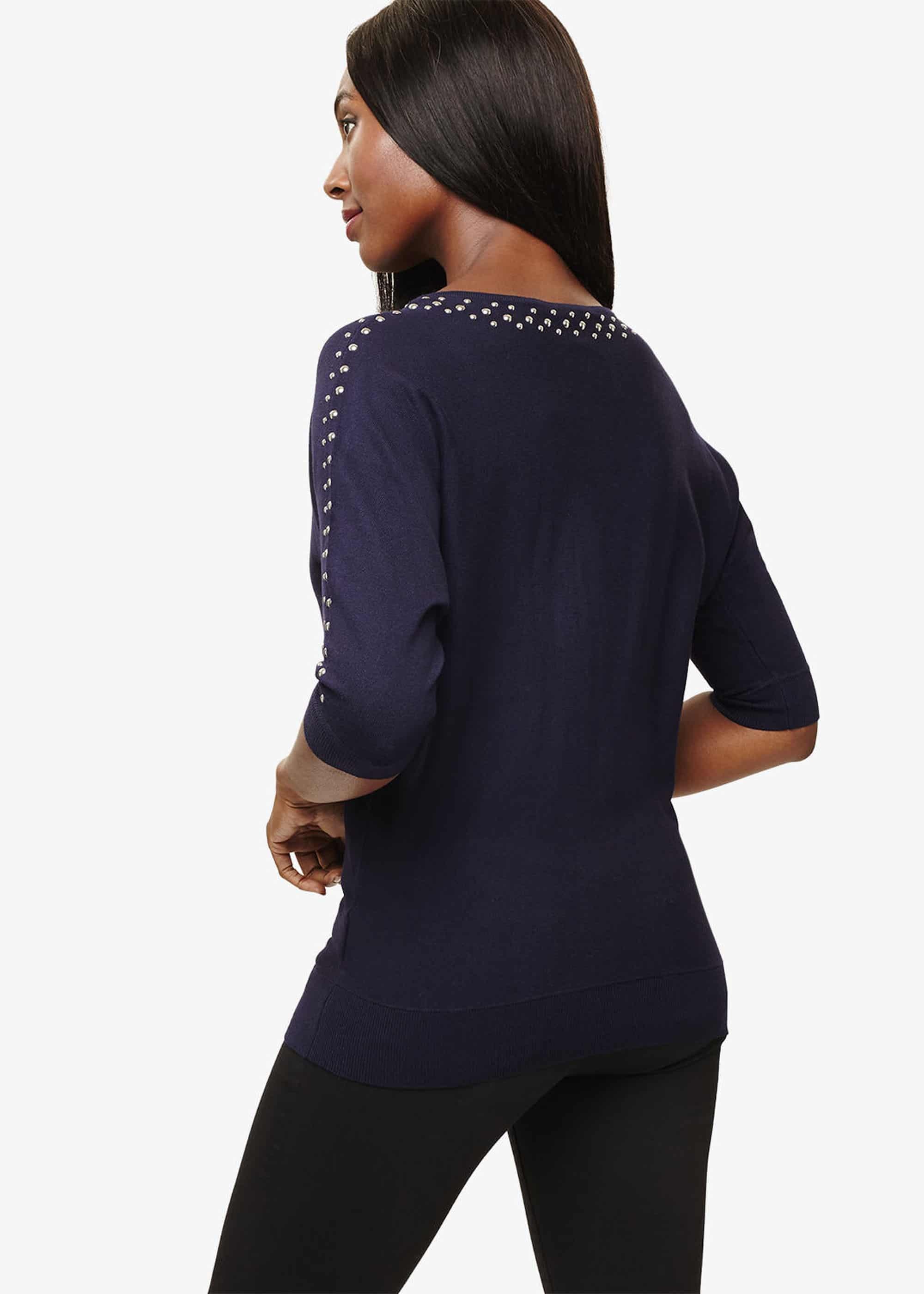 Sevan Stud V-Neck Knitted Top