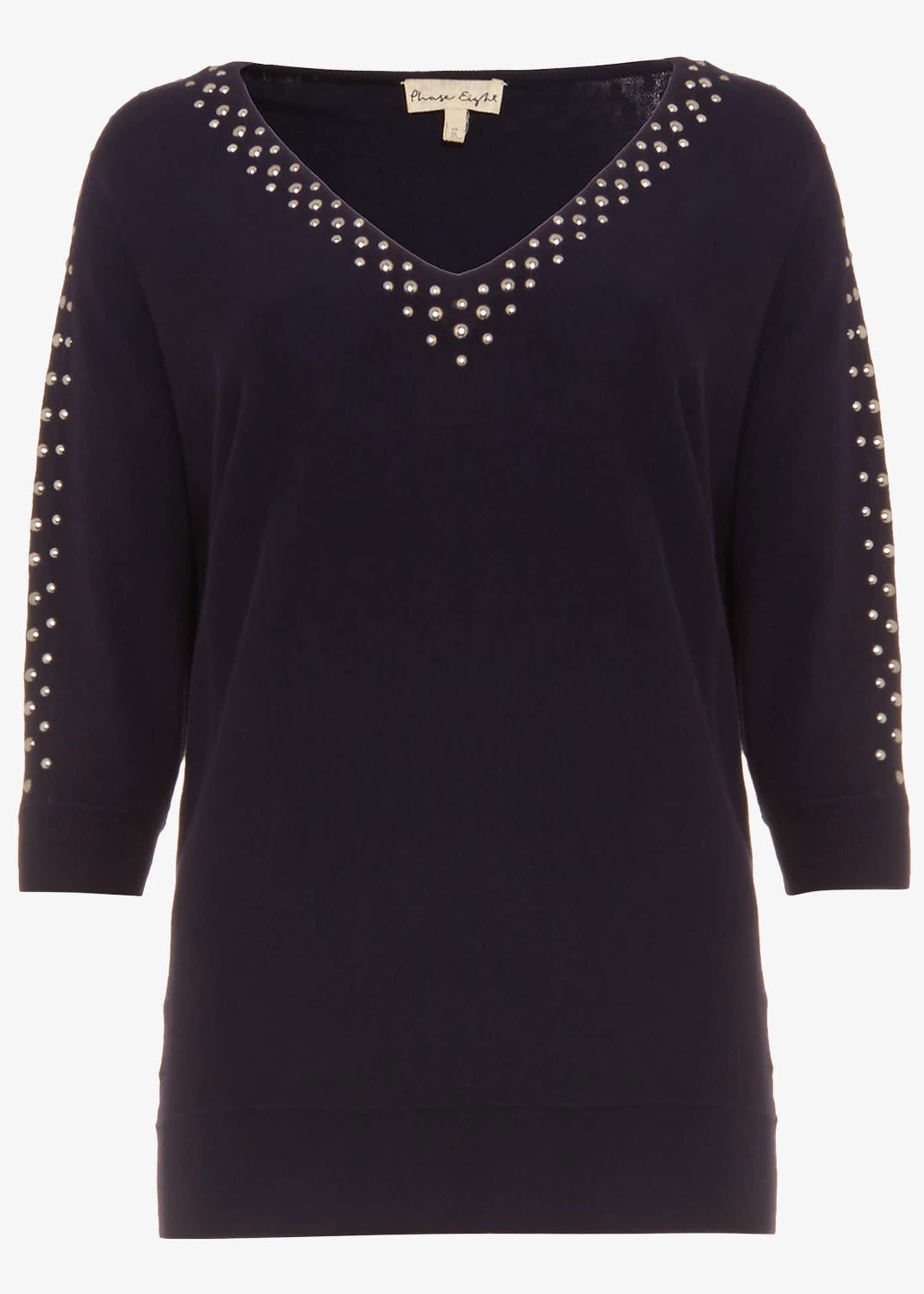 Sevan Stud V-Neck Knitted Top