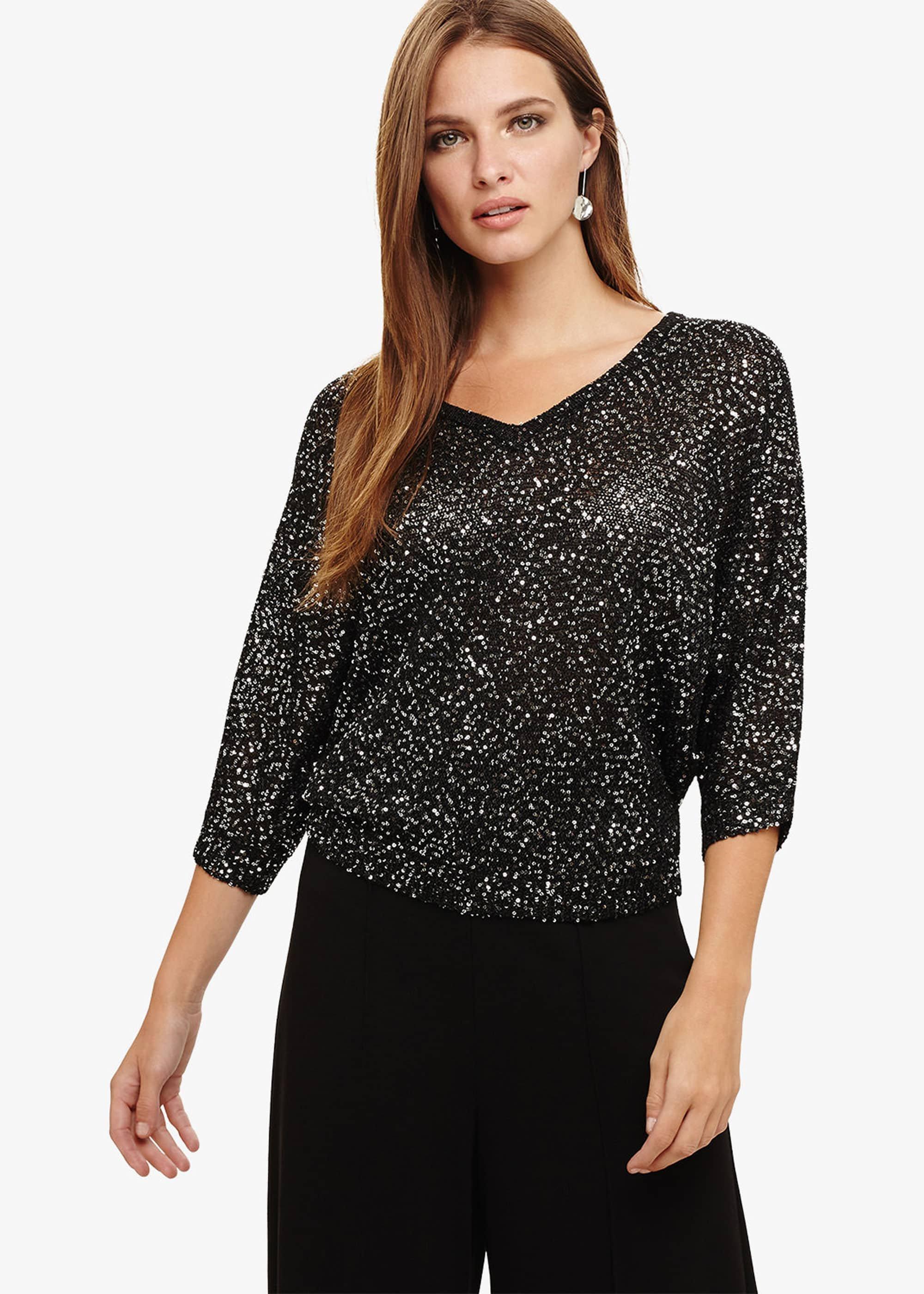 Cristine Sequin V Neck Knitted Top
