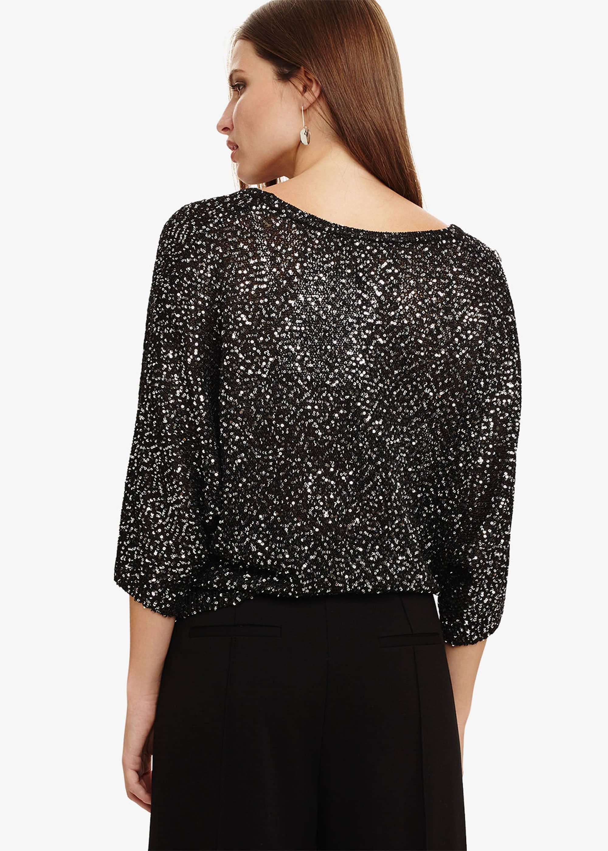 Cristine Sequin V Neck Knitted Top