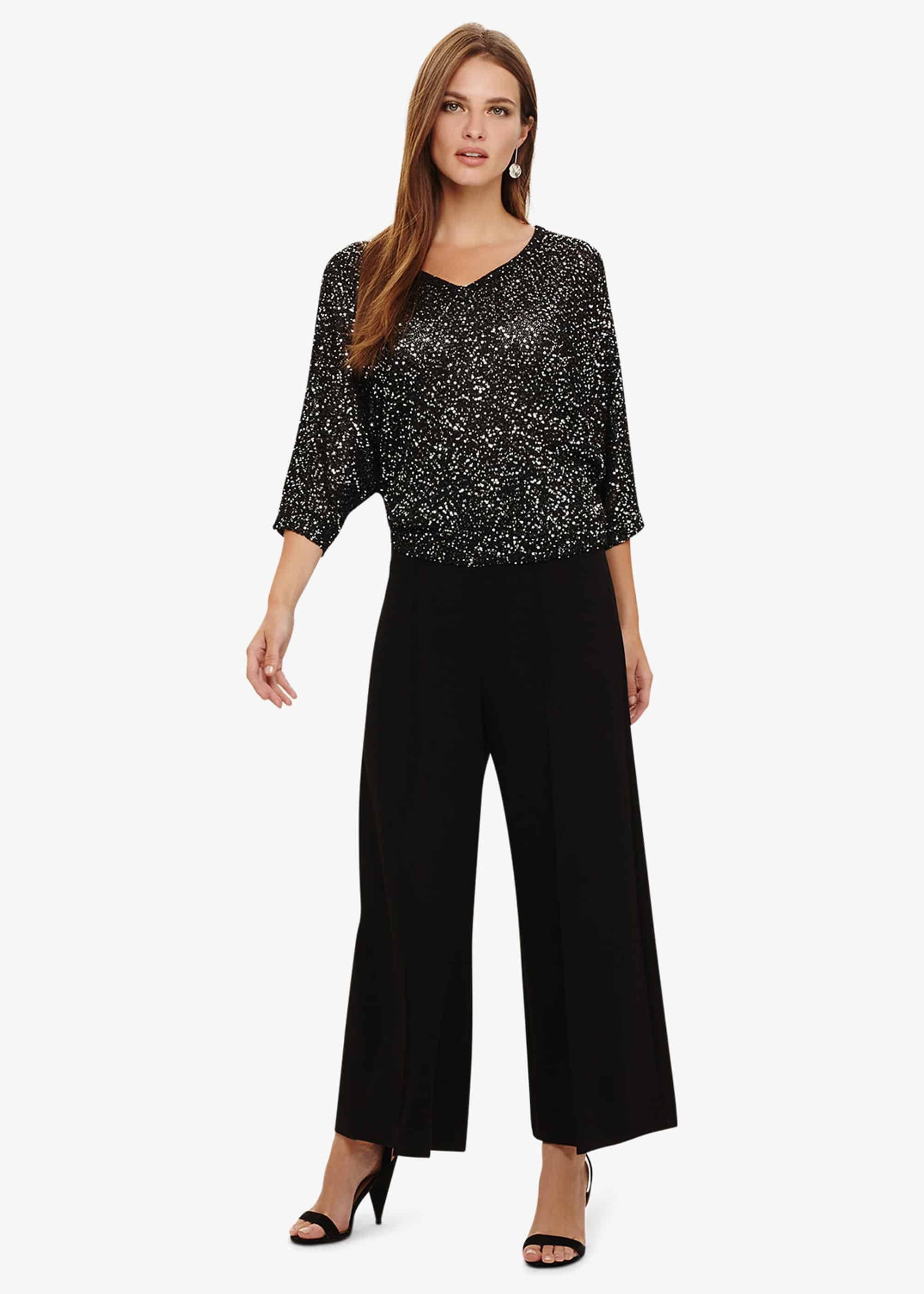 Cristine Sequin V Neck Knitted Top