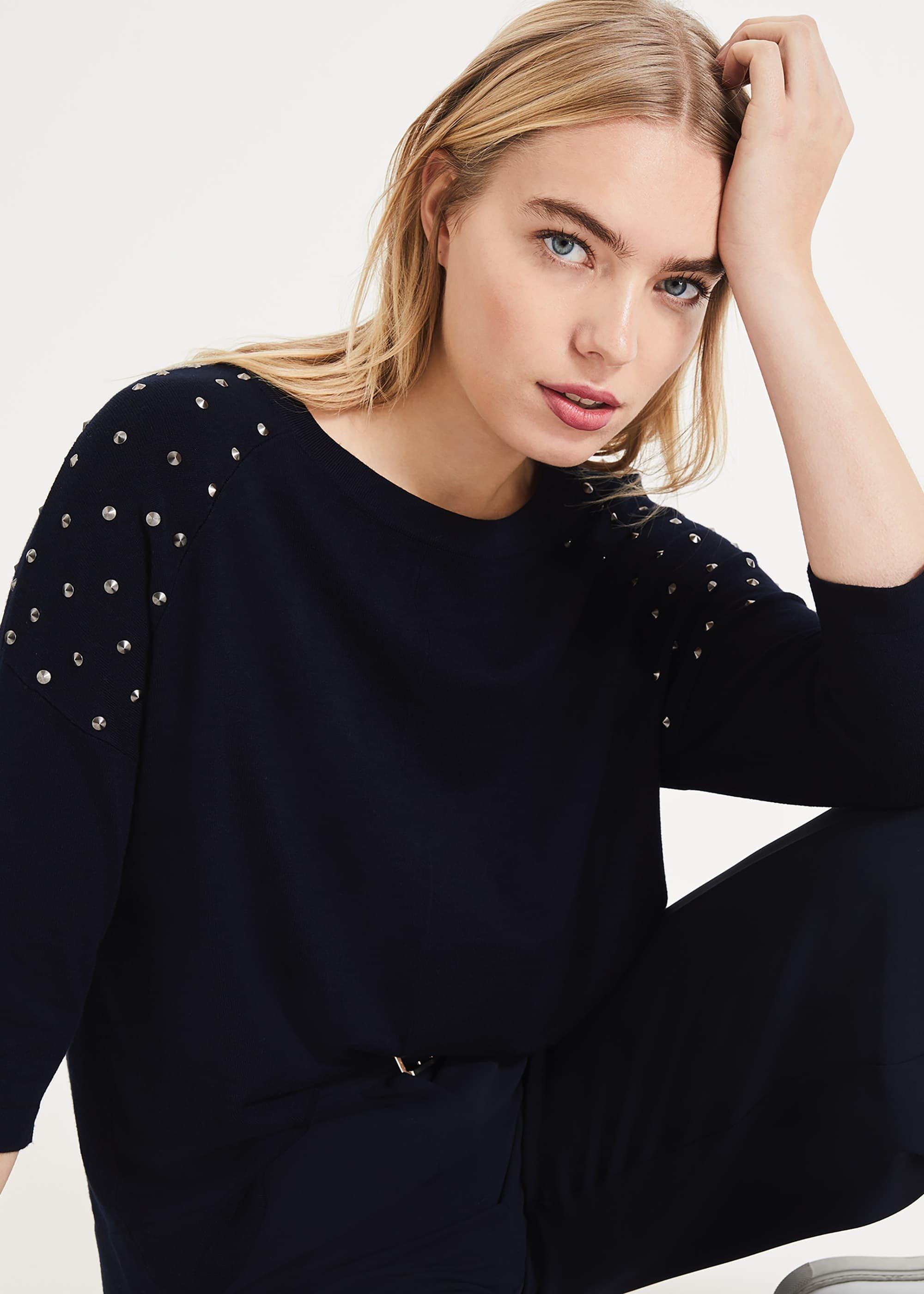 Sarah Stud Shoulder Knit Jumper